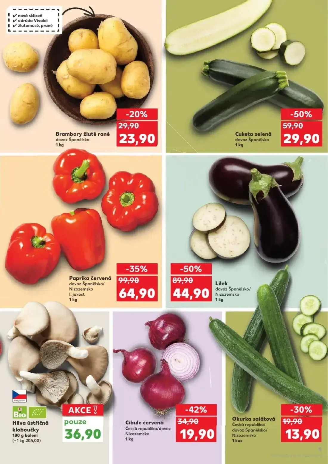 Kaufland leták, strana 9 z 62 — Lilek, Paprika červená, Cuketa zelená