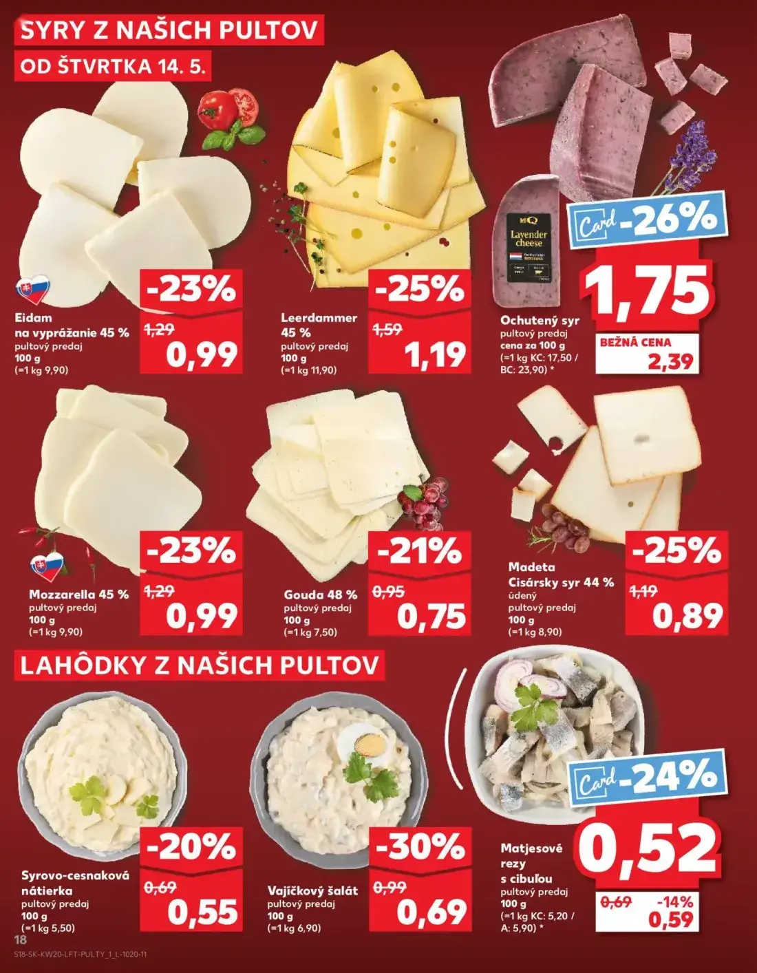 Kaufland leták, strana 18 z 76 — Leerdammer, Madeta Cisársky syr, Syrovo-cesnaková nátierka