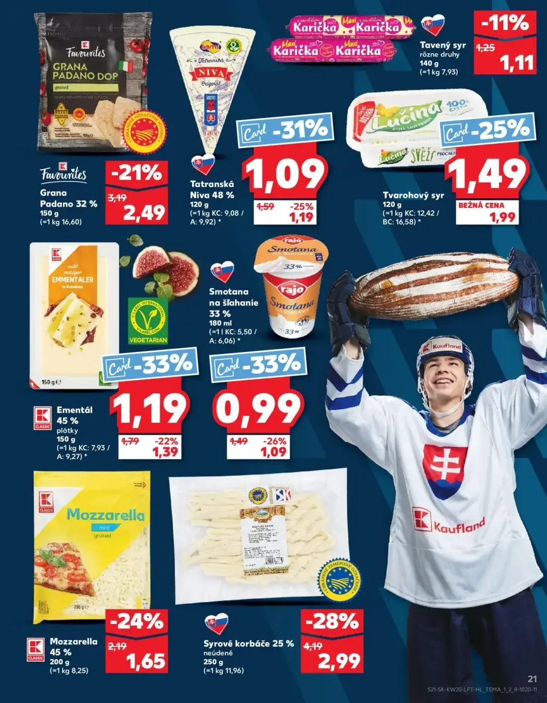 Kaufland leták, strana 21 z 76 — Tatranská Niva 48%, Smotana na šľahanie 33%