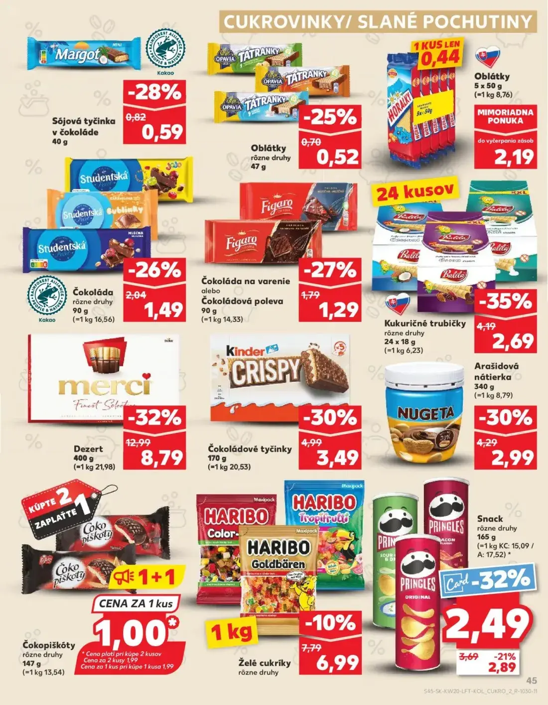 Kaufland leták, strana 45 z 76 — Merci Dezert, Horal Oblátky, Čokopiškóty