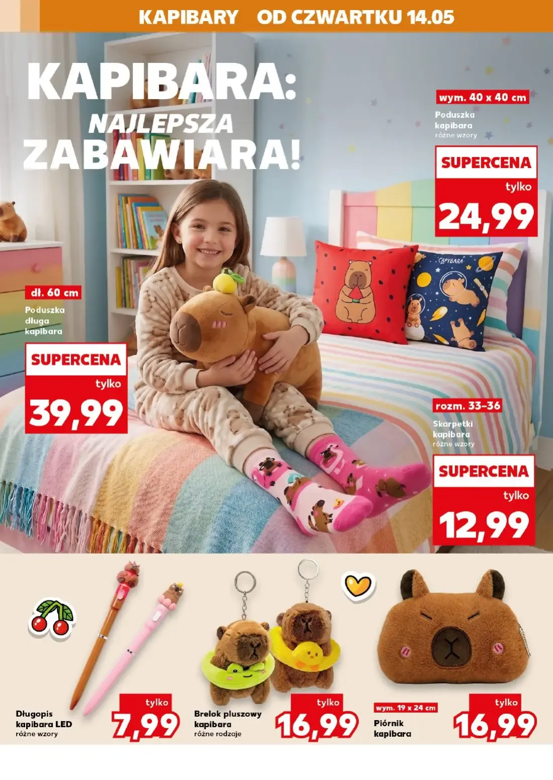 Kaufland gazetka, strona 16 z 20 — Poduszka kapibara, Poduszka długa kapibara, Skarpetki kapibara