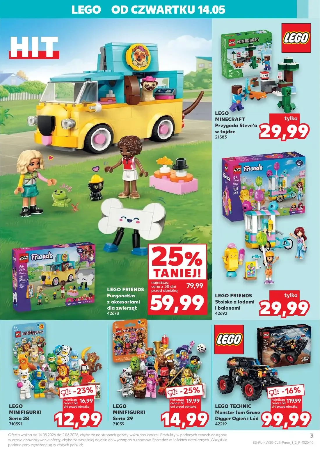 Kaufland gazetka, strona 3 z 20 — LEGO FRIENDS Furgonetka z akcesoriami dla zwierząt, LEGO TECHNIC Monster Jam Grave Digger …
