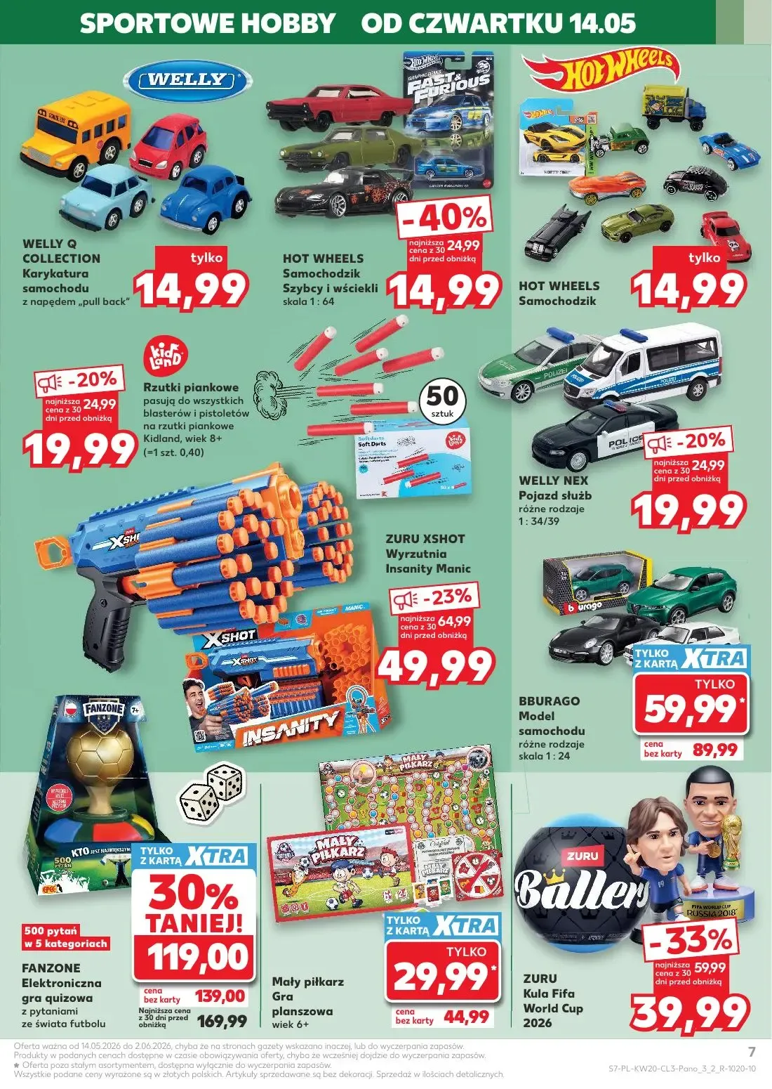 Kaufland gazetka, strona 7 z 20 — FANZONE Elektroniczna gra quizowa z pytaniami ze świata futbolu, BBURAGO Model samochodu, …