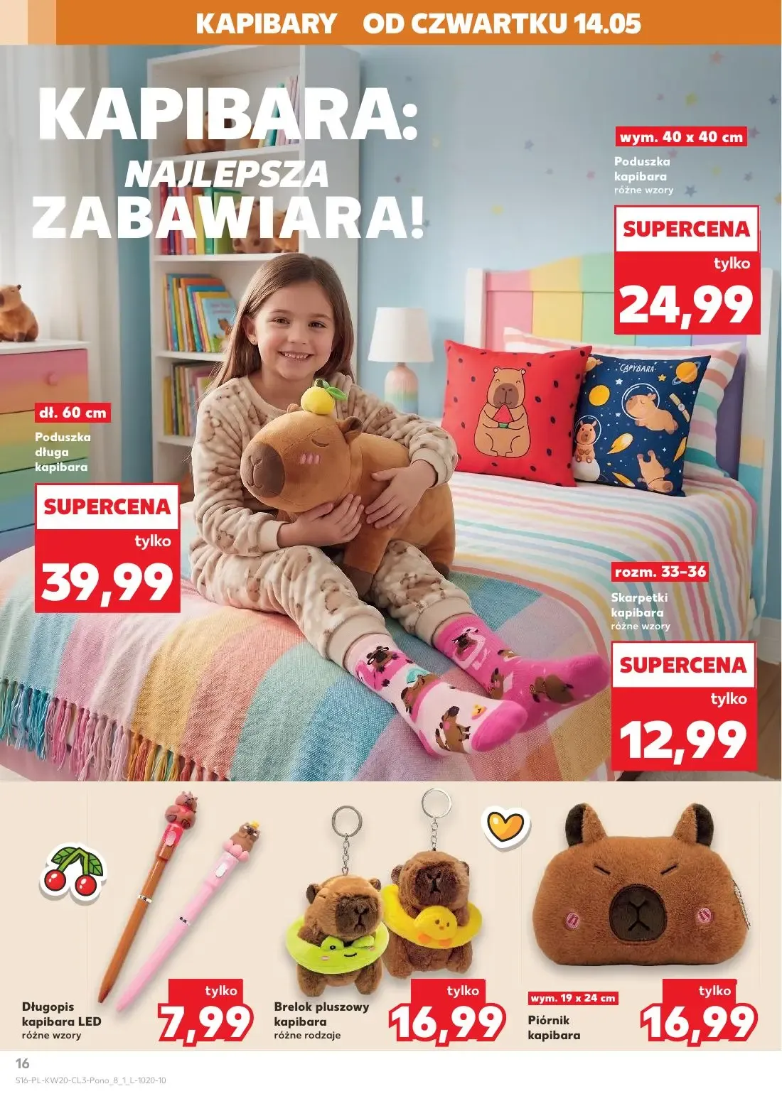 Kaufland gazetka, strona 16 z 20 — Poduszka kapibara, Poduszka długa kapibara, Skarpetki kapibara