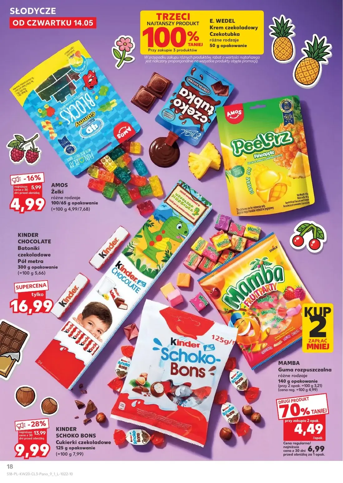 Kaufland gazetka, strona 18 z 20 — KINDER SCHOKO BONS Cukierki czekoladowe, MAMBA Guma rozpuszczalna, AMOS Żelki