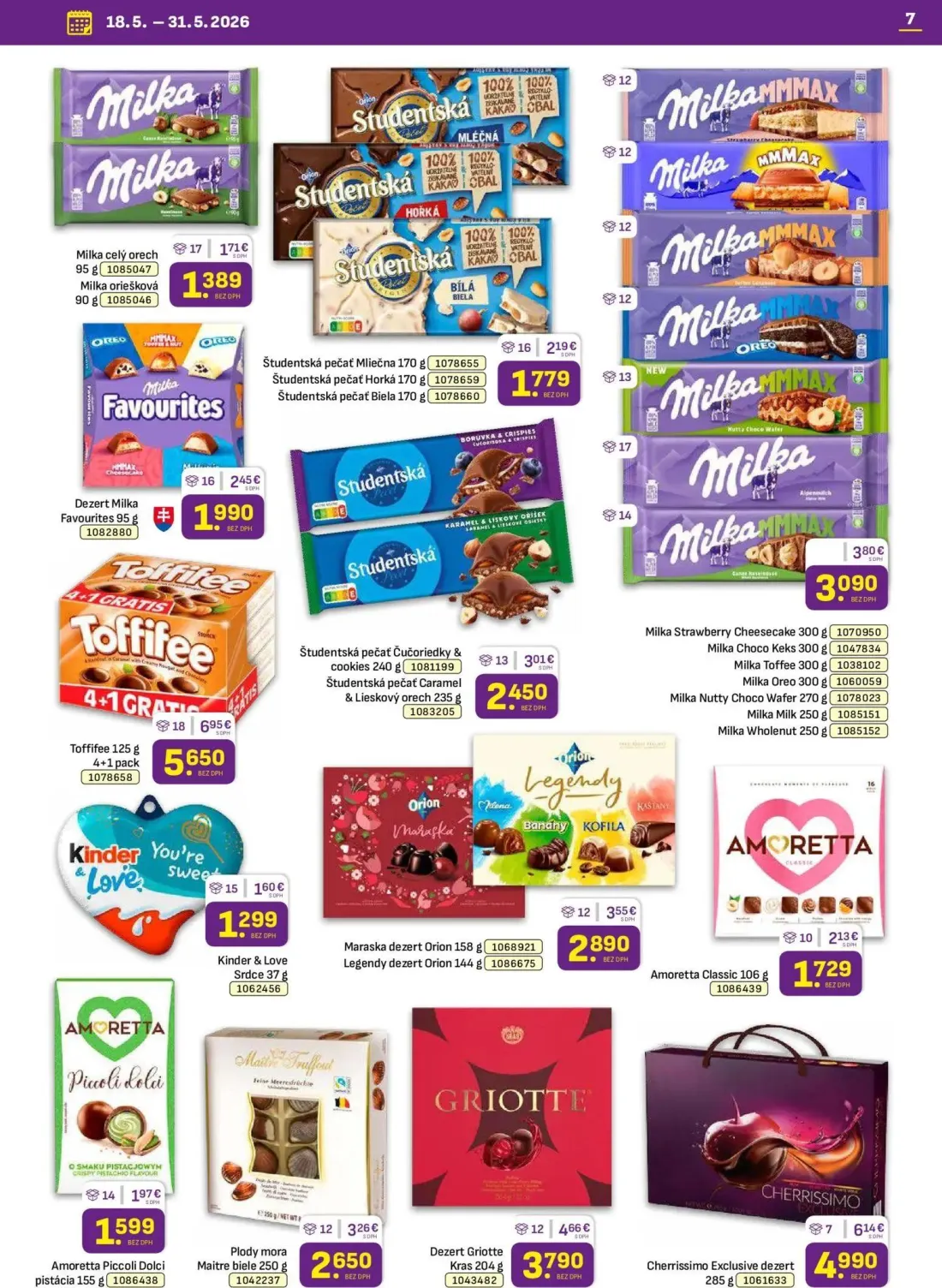 Libex leták, strana 7 z 36 — Milka Strawberry Cheesecake, Milka Choco Keks, Milka Toffee