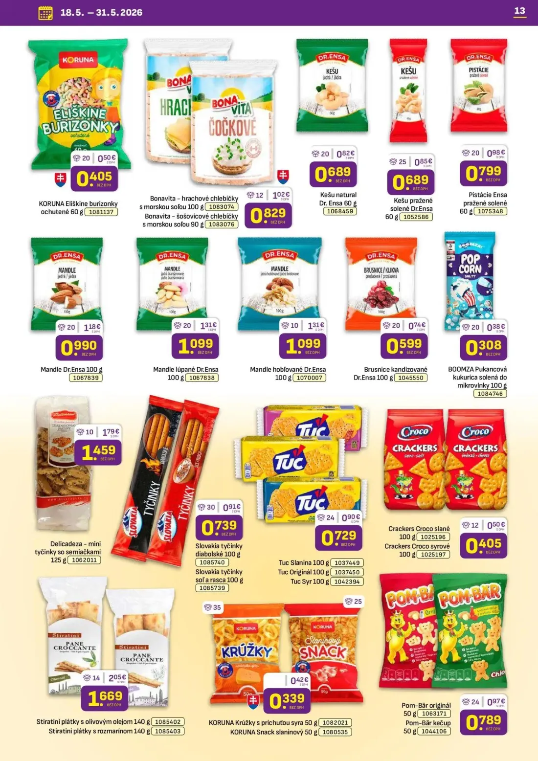 Libex leták, strana 13 z 36 — Slovakia tyčinky diabolské, Tuc Slanina, Crackers Croco slané