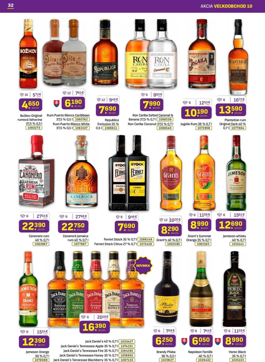Libex leták, strana 32 z 36 — Canerock Jamaica rum, Canonero rum, Jack Daniel's