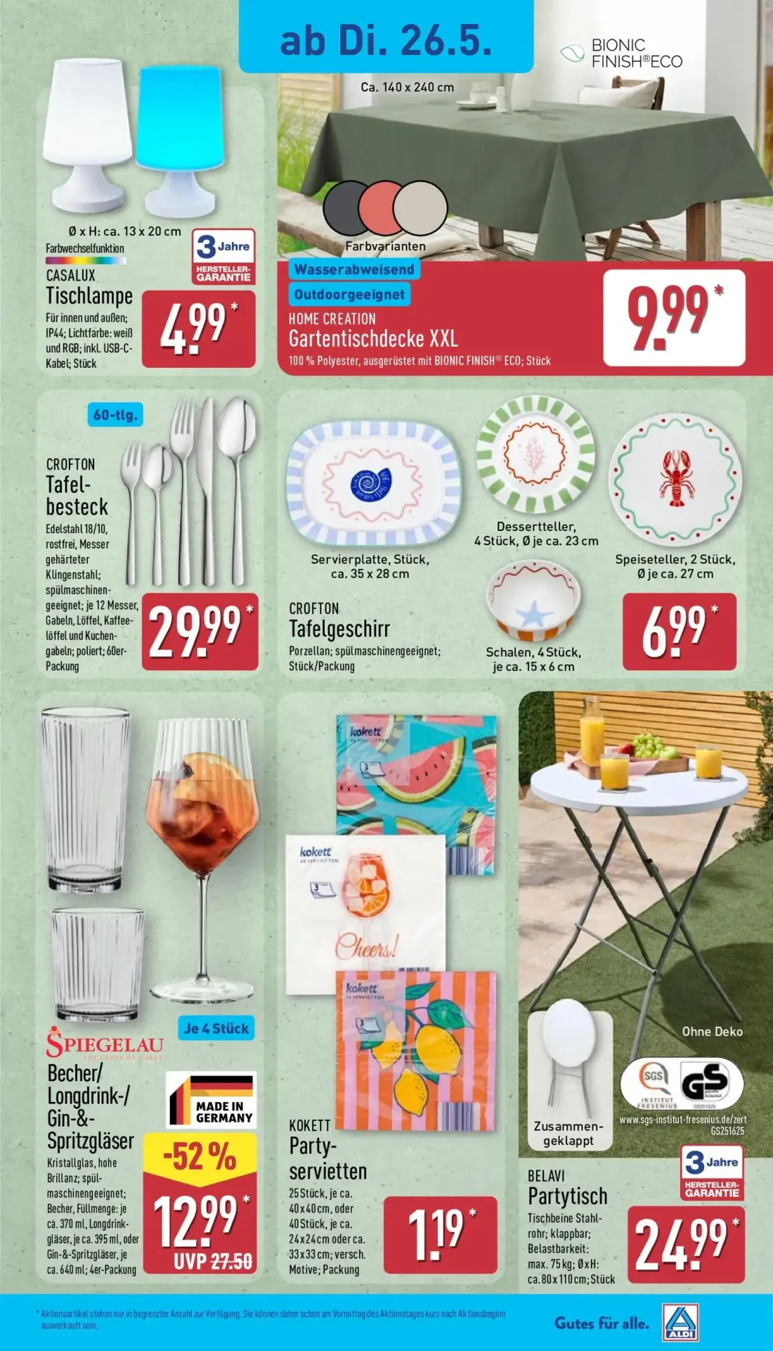 Aldi Nord Prospekt, Seite 3 von 14 — SPIEGELAU Becher/Longdrink-/Gin-&-Spritzgläser, CASALUX Tischlampe, HOME CREATION Garte…
