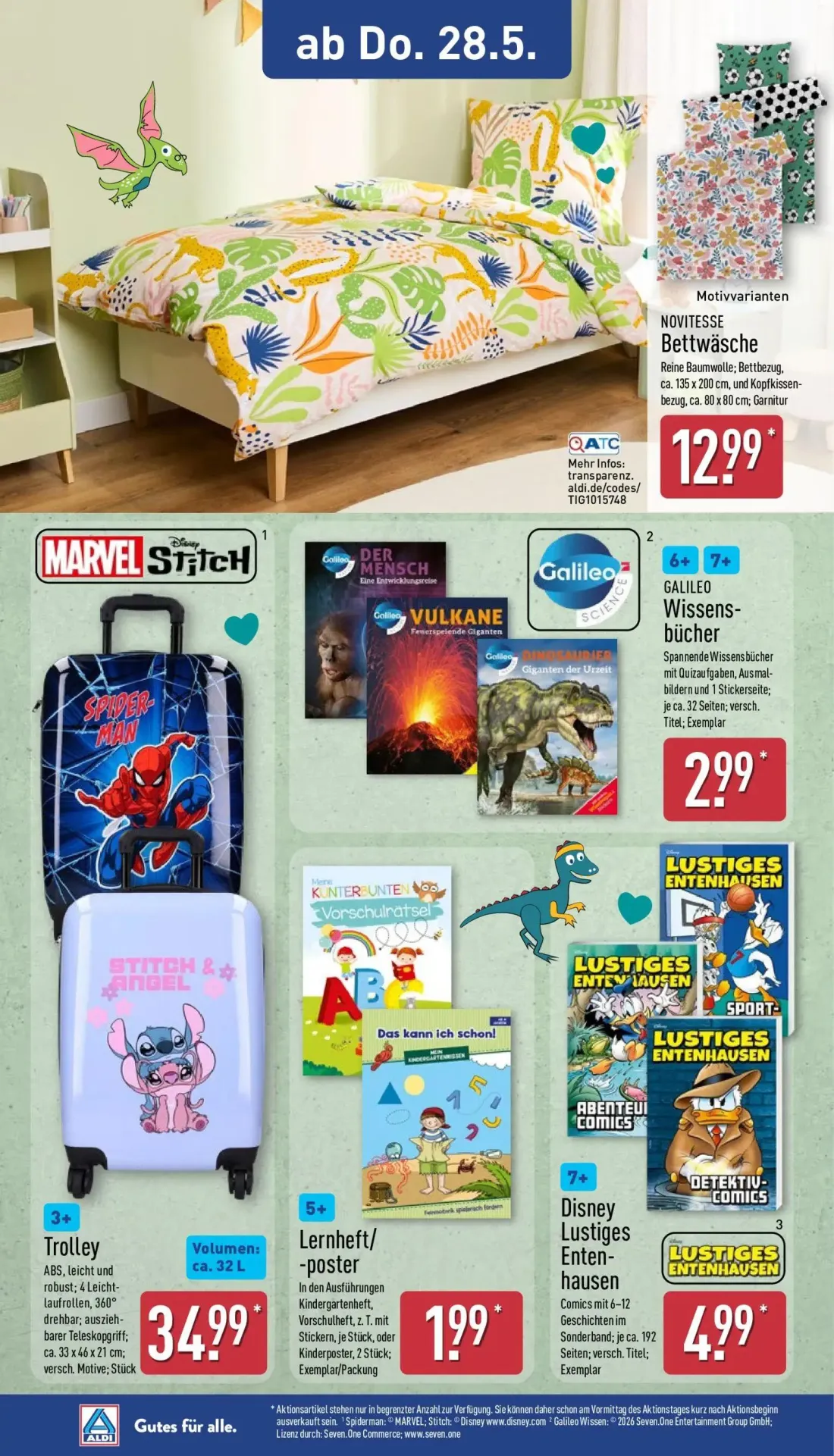 Aldi Nord Prospekt, Seite 10 von 14 — GALILEO Wissensbücher, Lernheft/-poster, Disney Lustiges Entenhausen