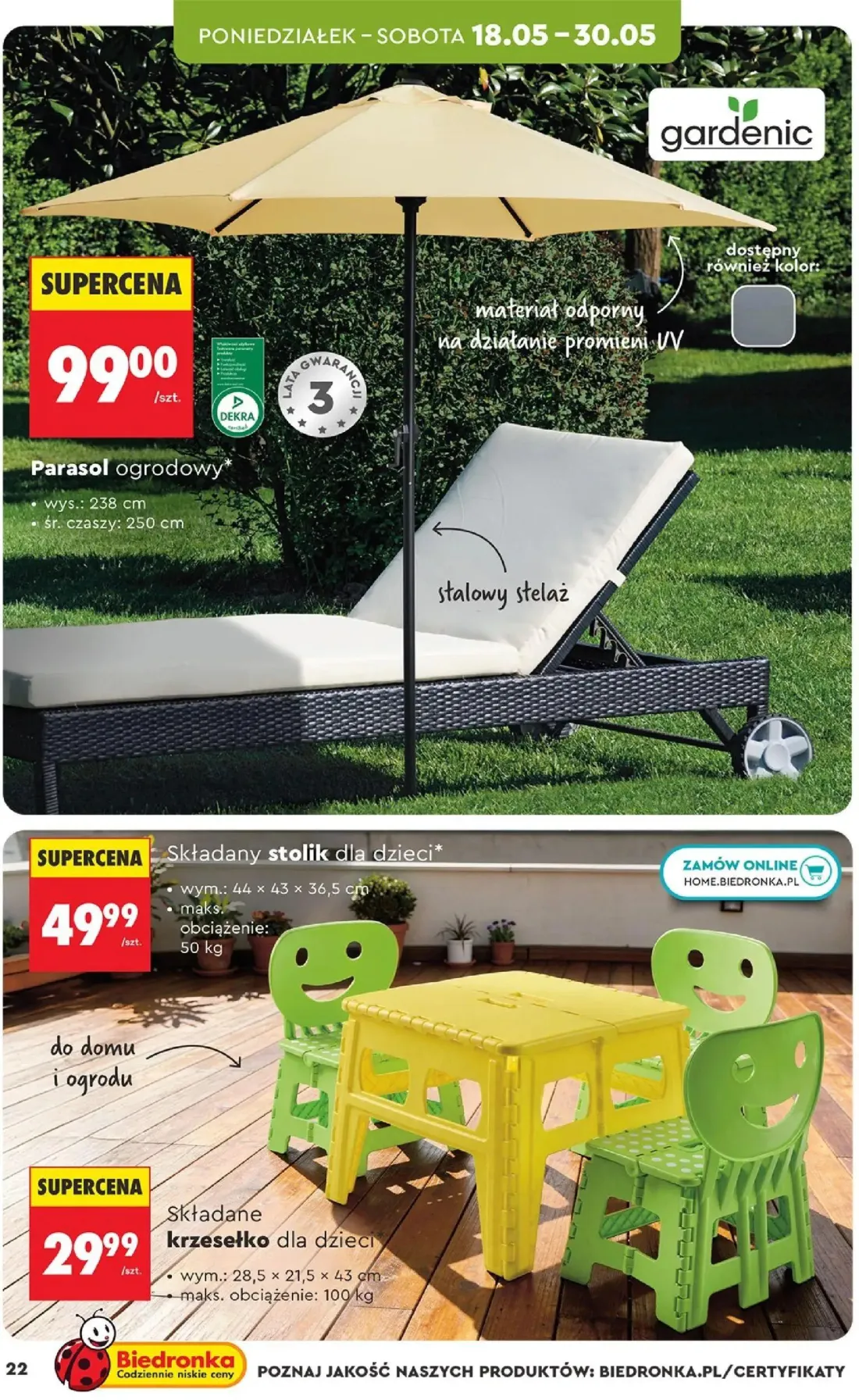 Biedronka gazetka, strona 22 z 40 — Parasol ogrodowy