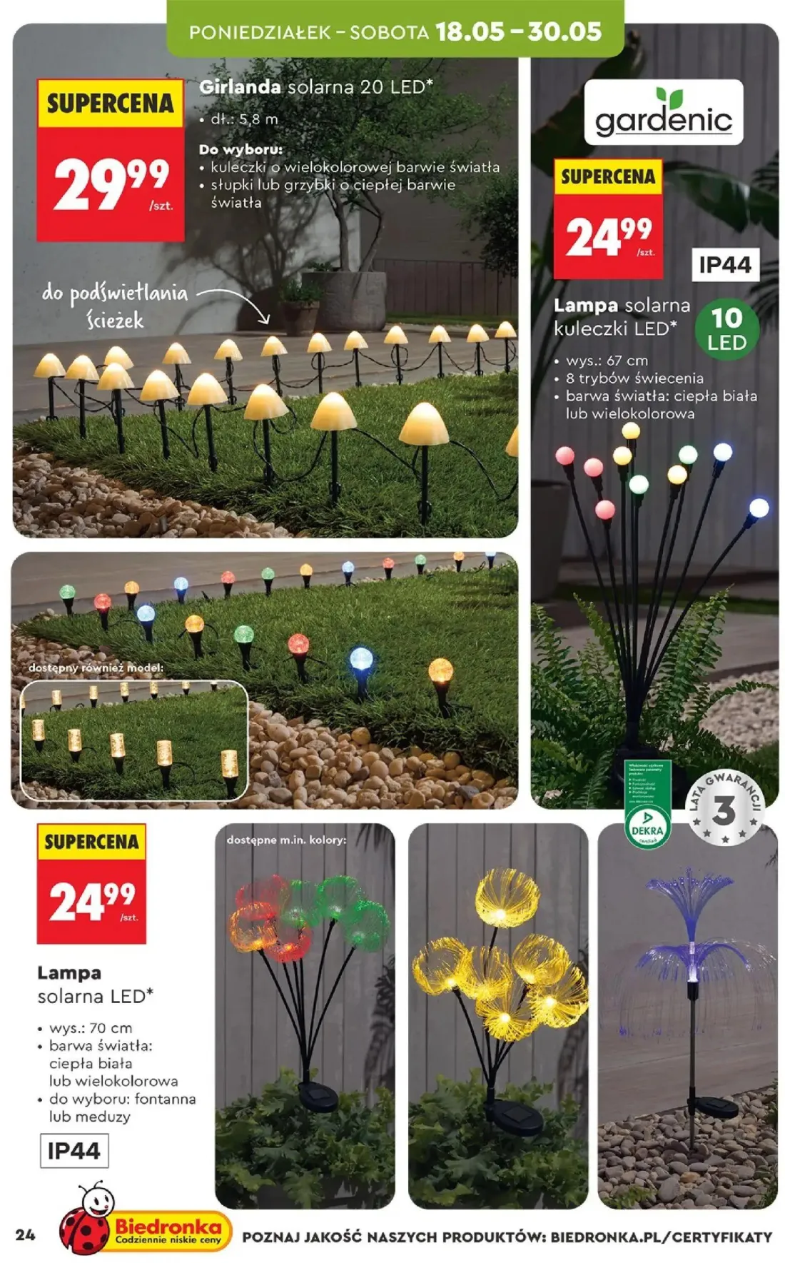 Biedronka gazetka, strona 24 z 40 — Girlanda solarna 20 LED, Lampa solarna kuleczki LED*, Lampa solarna LED*