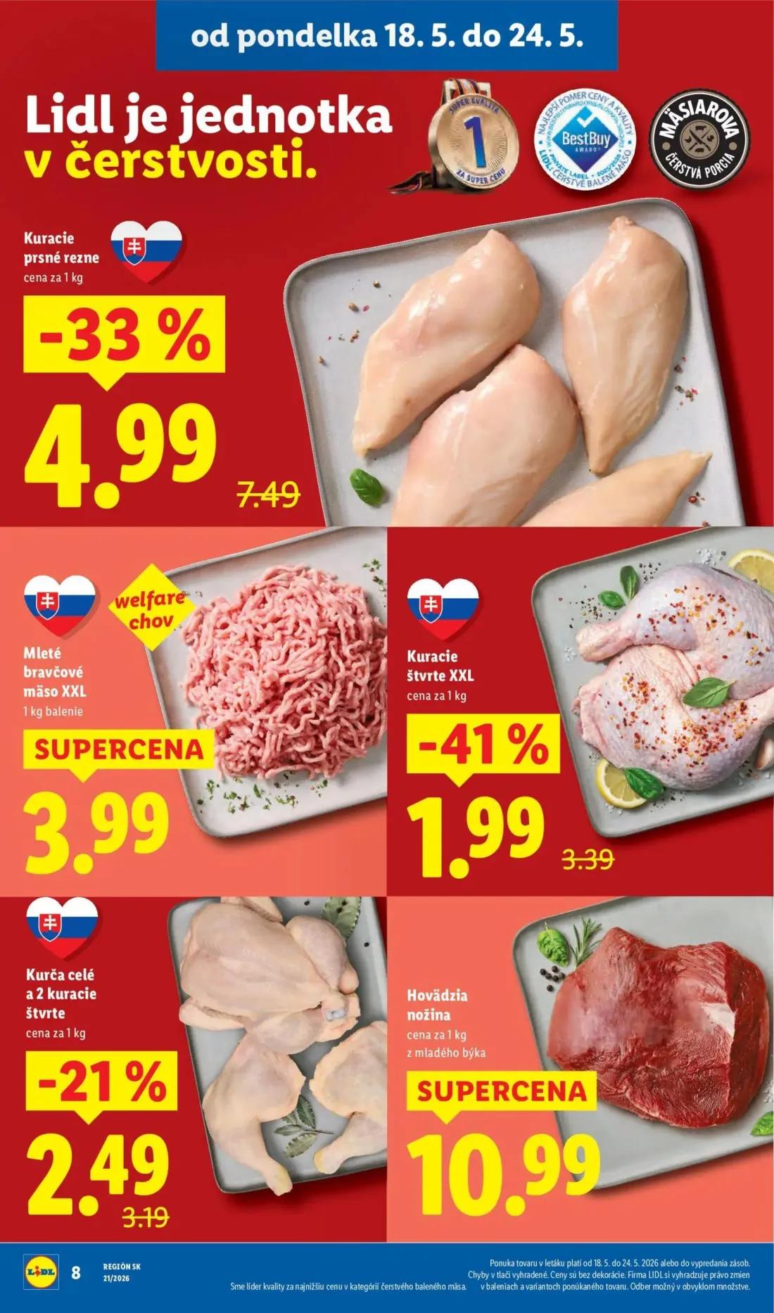 Lidl leták, strana 12 z 94 — Kuracie prsné rezne, Kuracie štvrte XXL, Kurča celé a 2 kuracie štvrte