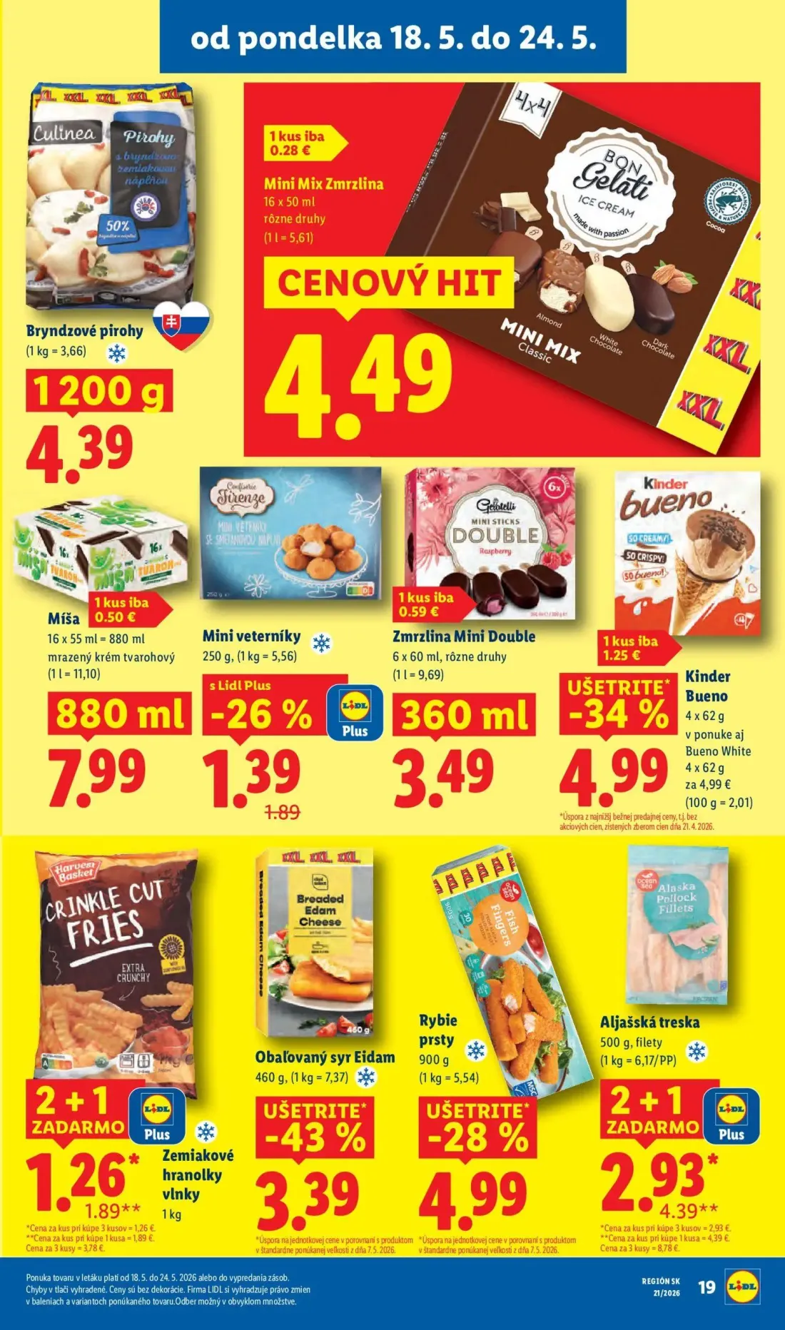 Lidl leták, strana 25 z 94 — Aljašská treska, Zemiakové hranolky vlnky, Mini Mix Zmrzlina