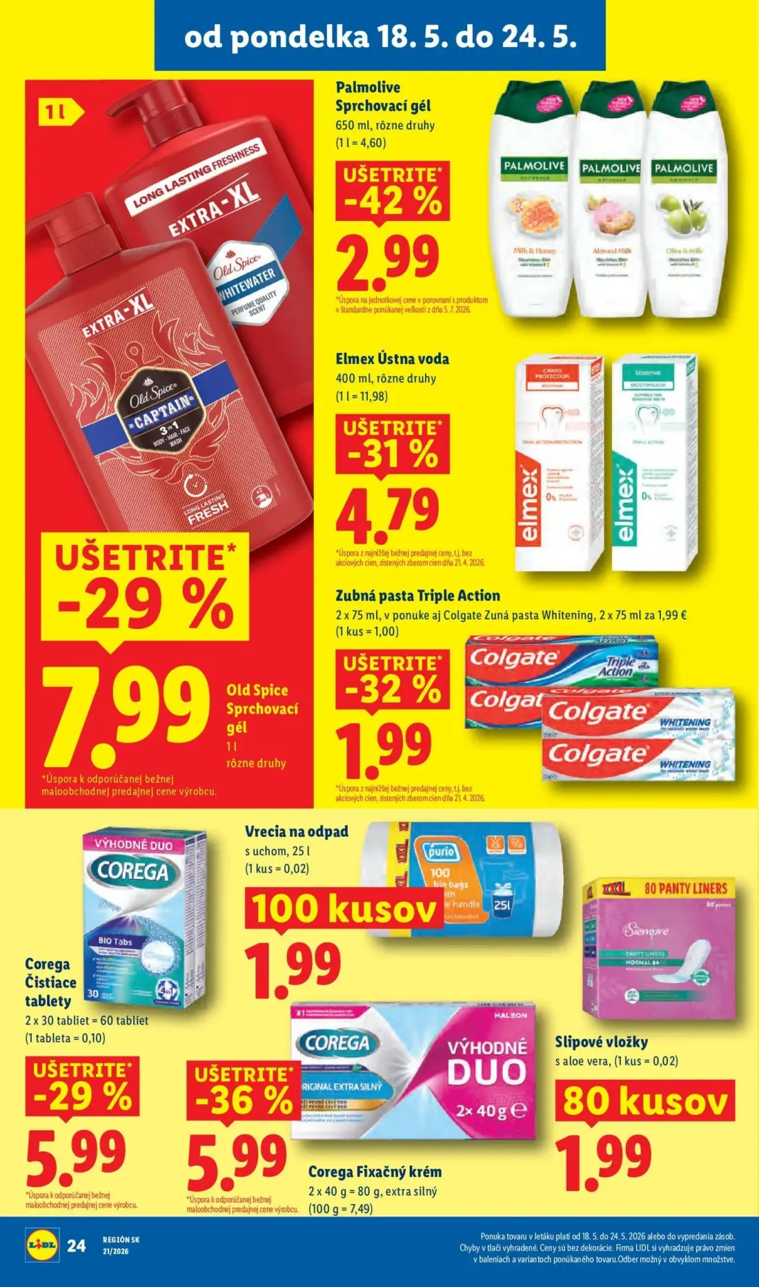 Lidl leták, strana 30 z 94 — Old Spice Sprchovací gél, Vrecia na odpad