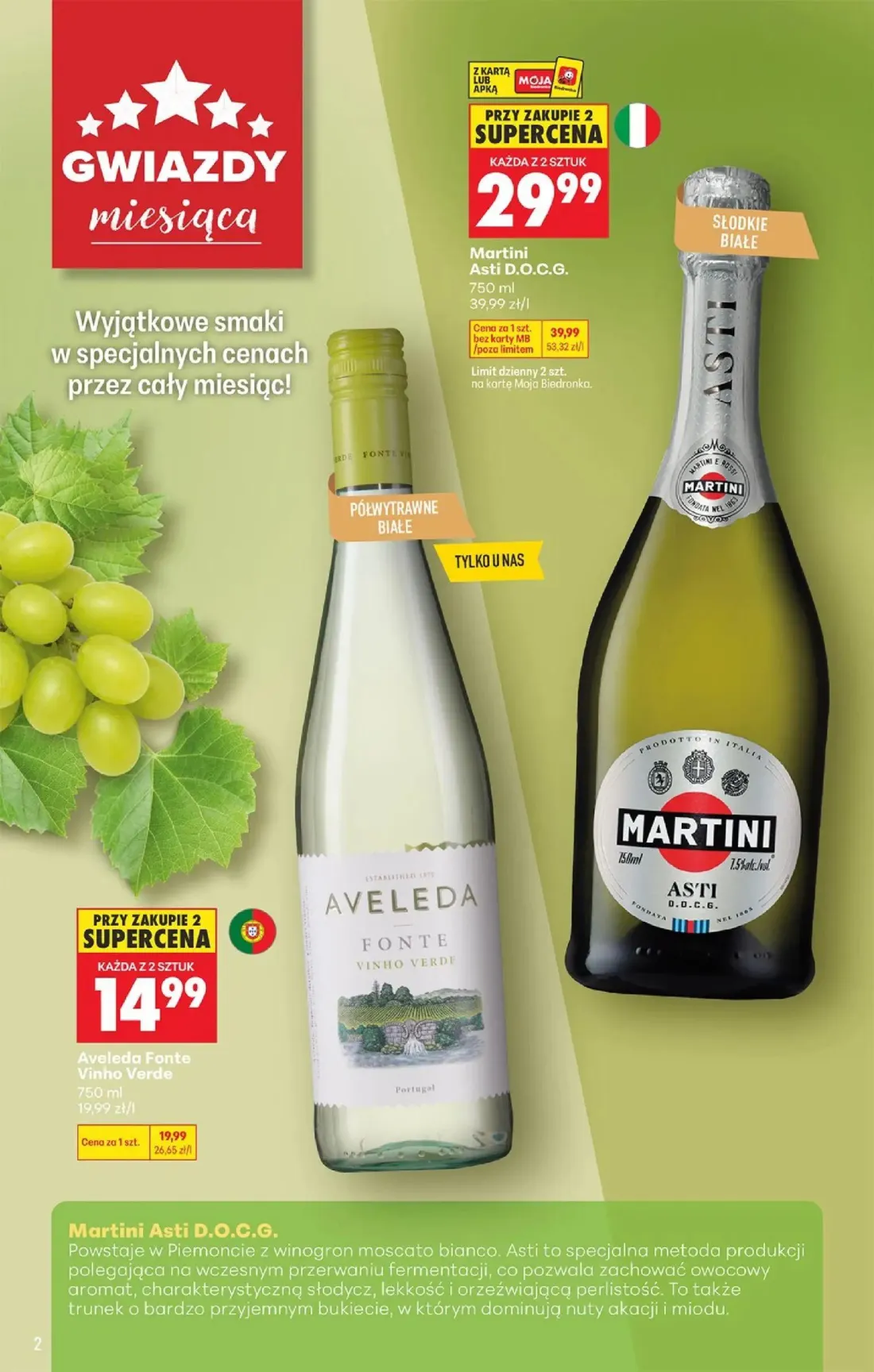 Biedronka gazetka, strona 2 z 36 — Martini Asti D.O.C.G., Aveleda Fonte Vinho Verde
