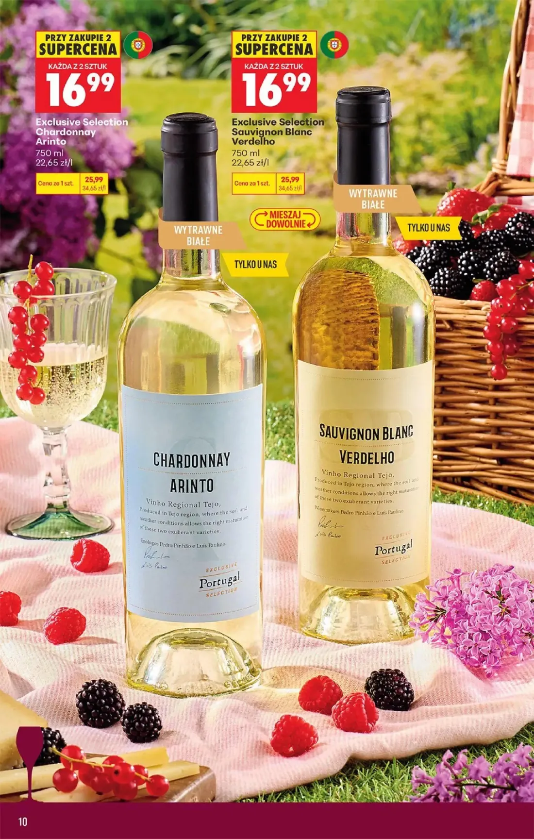 Biedronka gazetka, strona 10 z 36 — Exclusive Selection Chardonnay Arinto, Exclusive Selection Sauvignon Blanc Verdelho