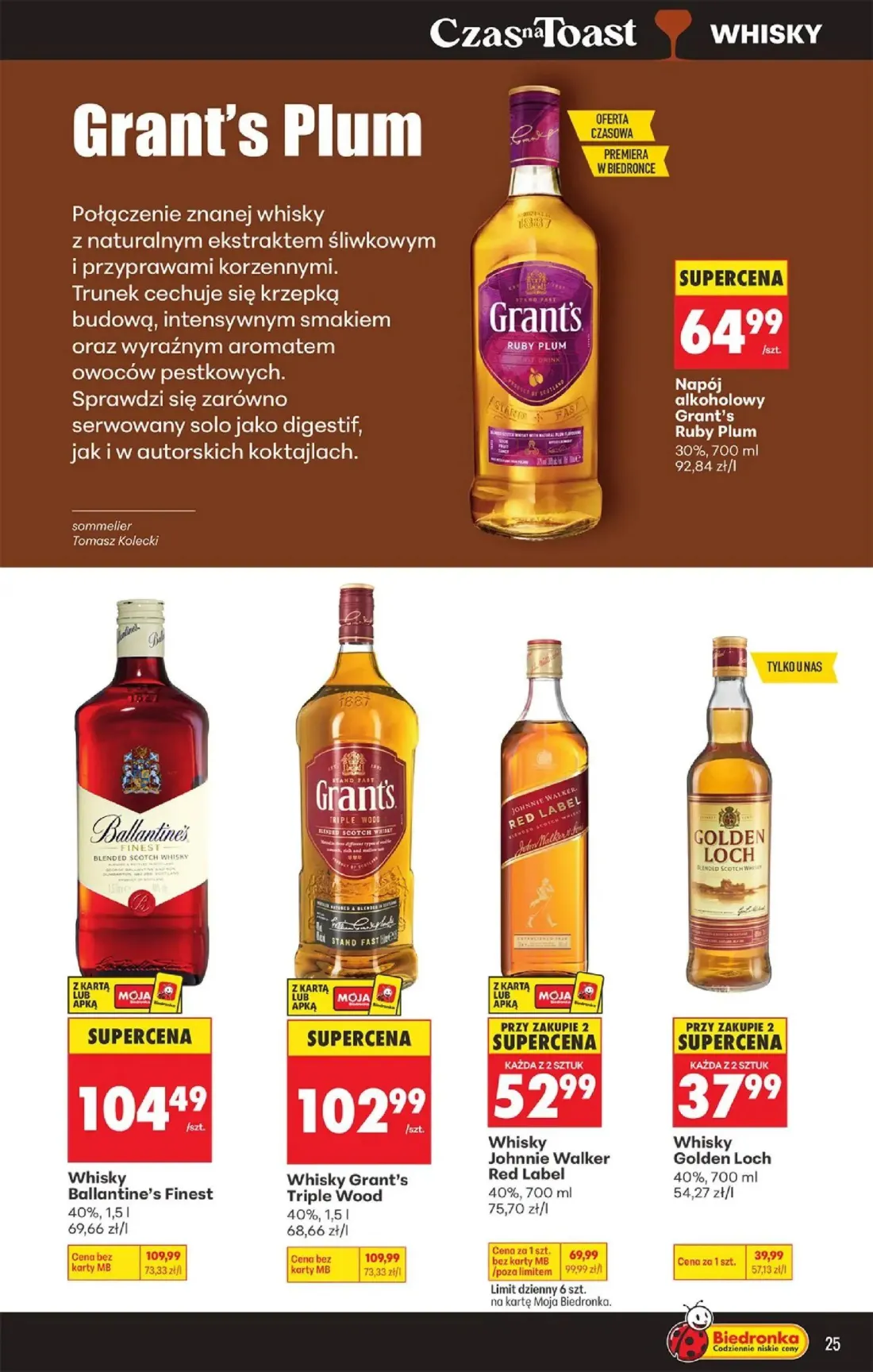 Biedronka gazetka, strona 25 z 36 — Whisky Johnnie Walker Red Label, Whisky Grant's Triple Wood, Whisky Ballantine's Finest