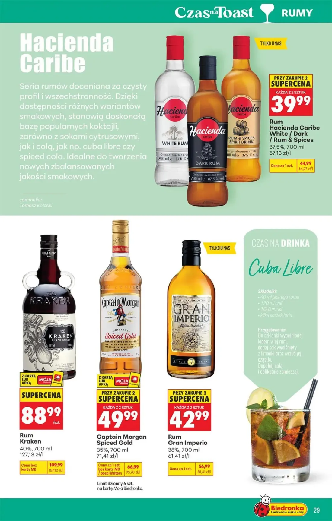 Biedronka gazetka, strona 29 z 36 — Rum Kraken, Captain Morgan Spiced Gold, Rum Gran Imperio