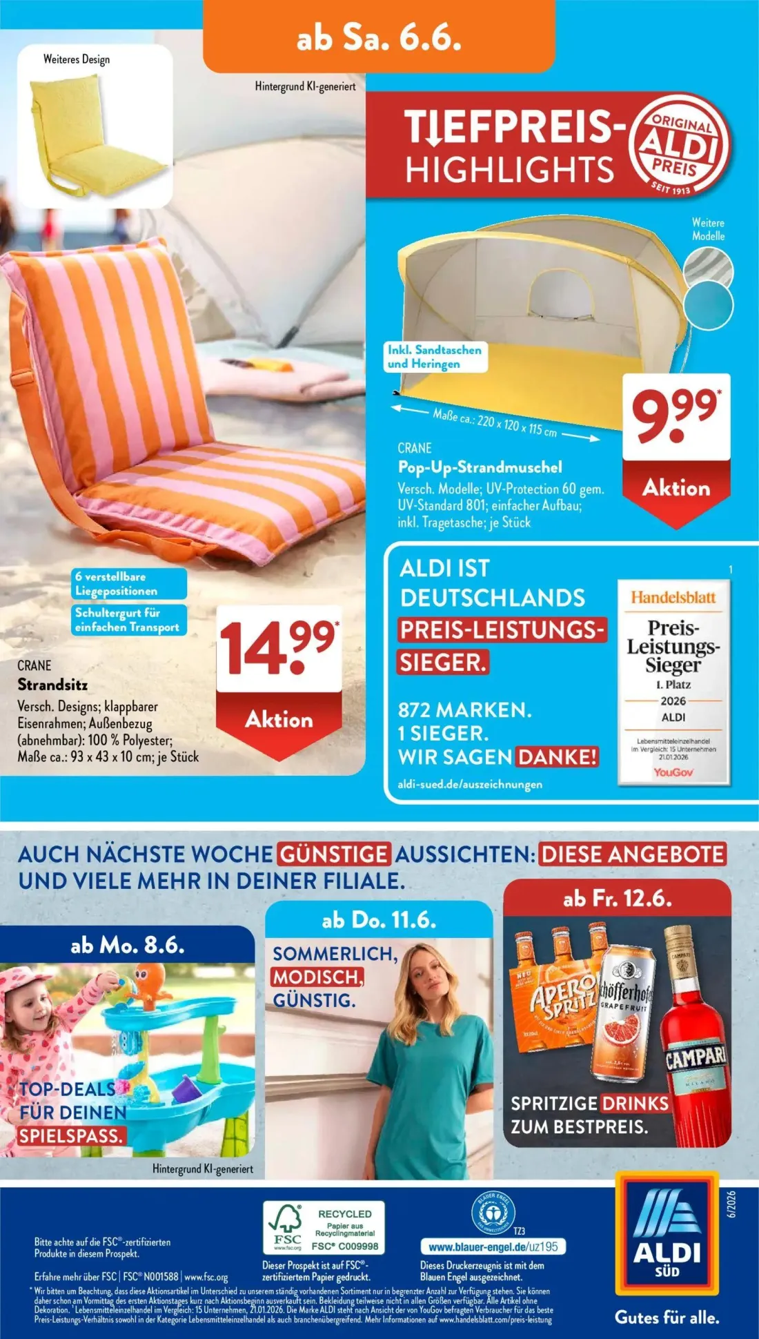 Aldi Süd Prospekt, Seite 18 von 24 — Strandsitz, Pop-Up-Strandmuschel