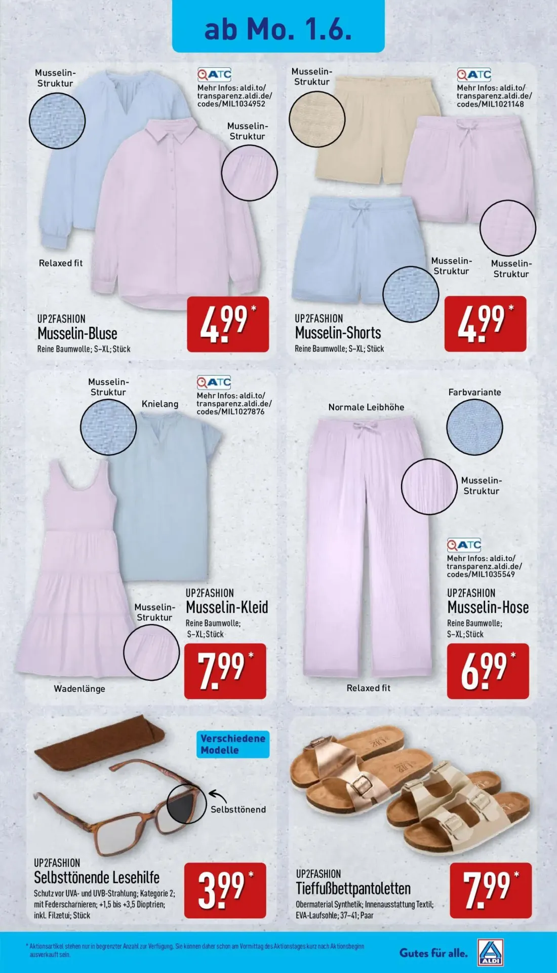 Aldi Nord Prospekt, Seite 3 von 15 — Musselin-Bluse, Musselin-Shorts, Musselin-Kleid