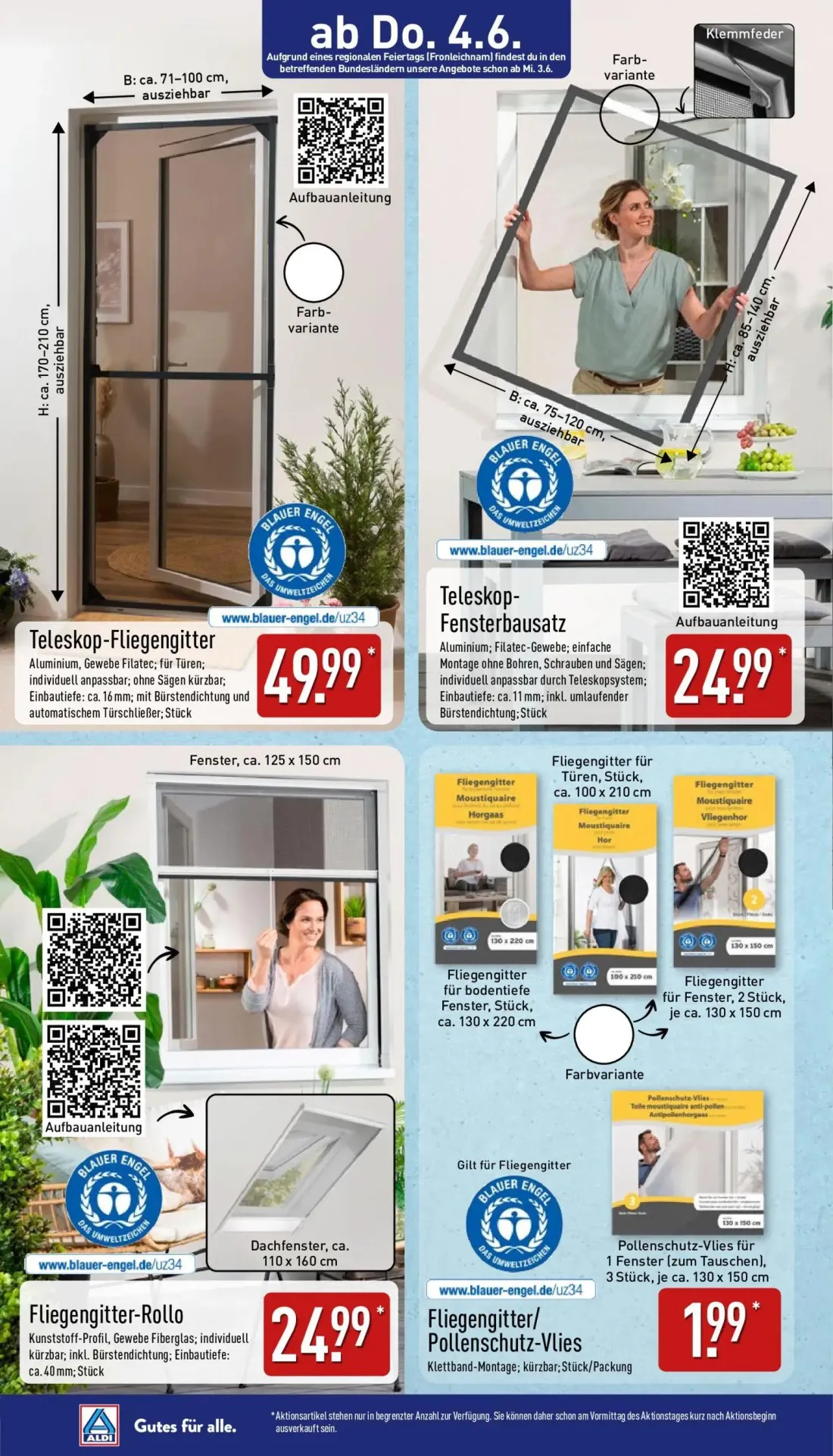 Aldi Nord Prospekt, Seite 14 von 15 — Teleskop-Fliegengitter, Fliegengitter-Rollo