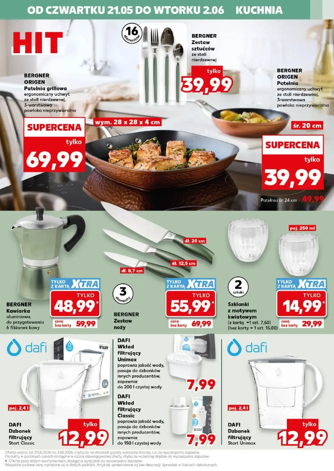 Kaufland gazetka, strona 11 z 18 — Szklanki z motywem kwiatowym, BERGNER Kawiarka aluminiowa