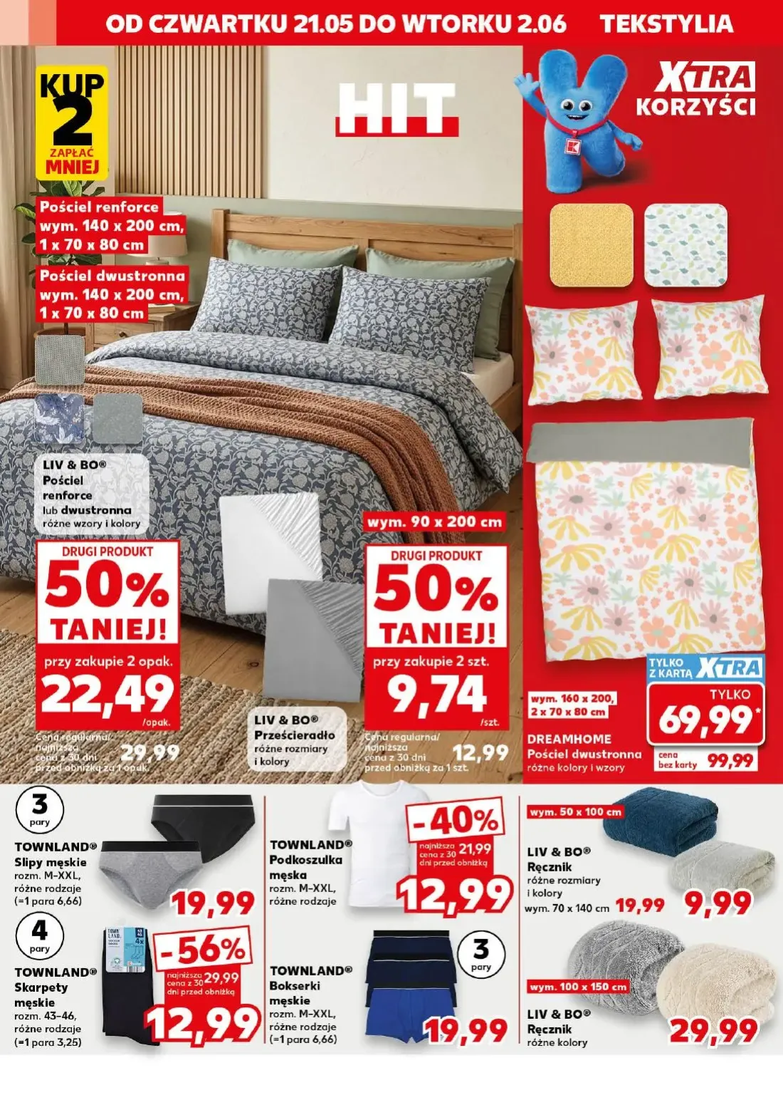 Kaufland gazetka, strona 12 z 18 — DREAMHOME Pościel dwustronna, TOWNLAND® Skarpety męskie, LIV & BO® Ręcznik