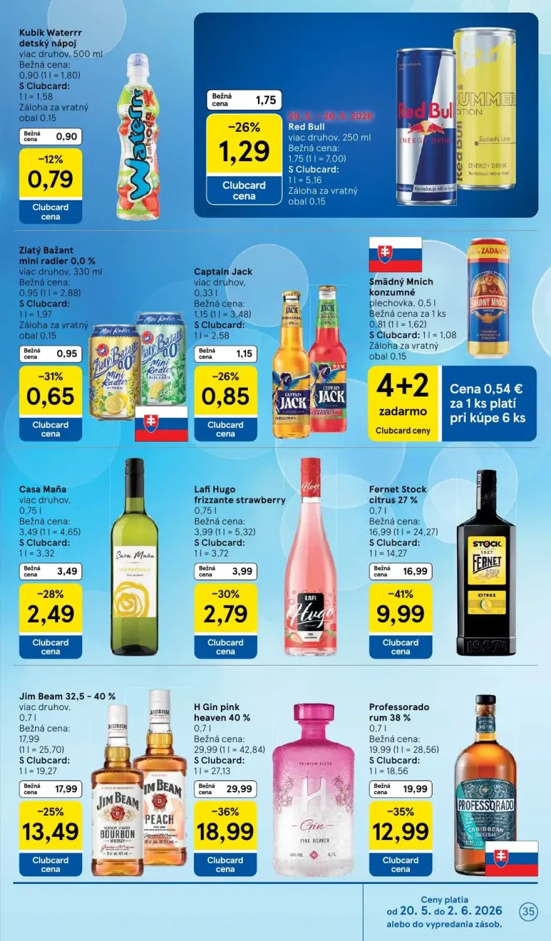 Tesco leták, strana 35 z 49 — Lafi Hugo frizzante strawberry, Casa Maña, Red Bull