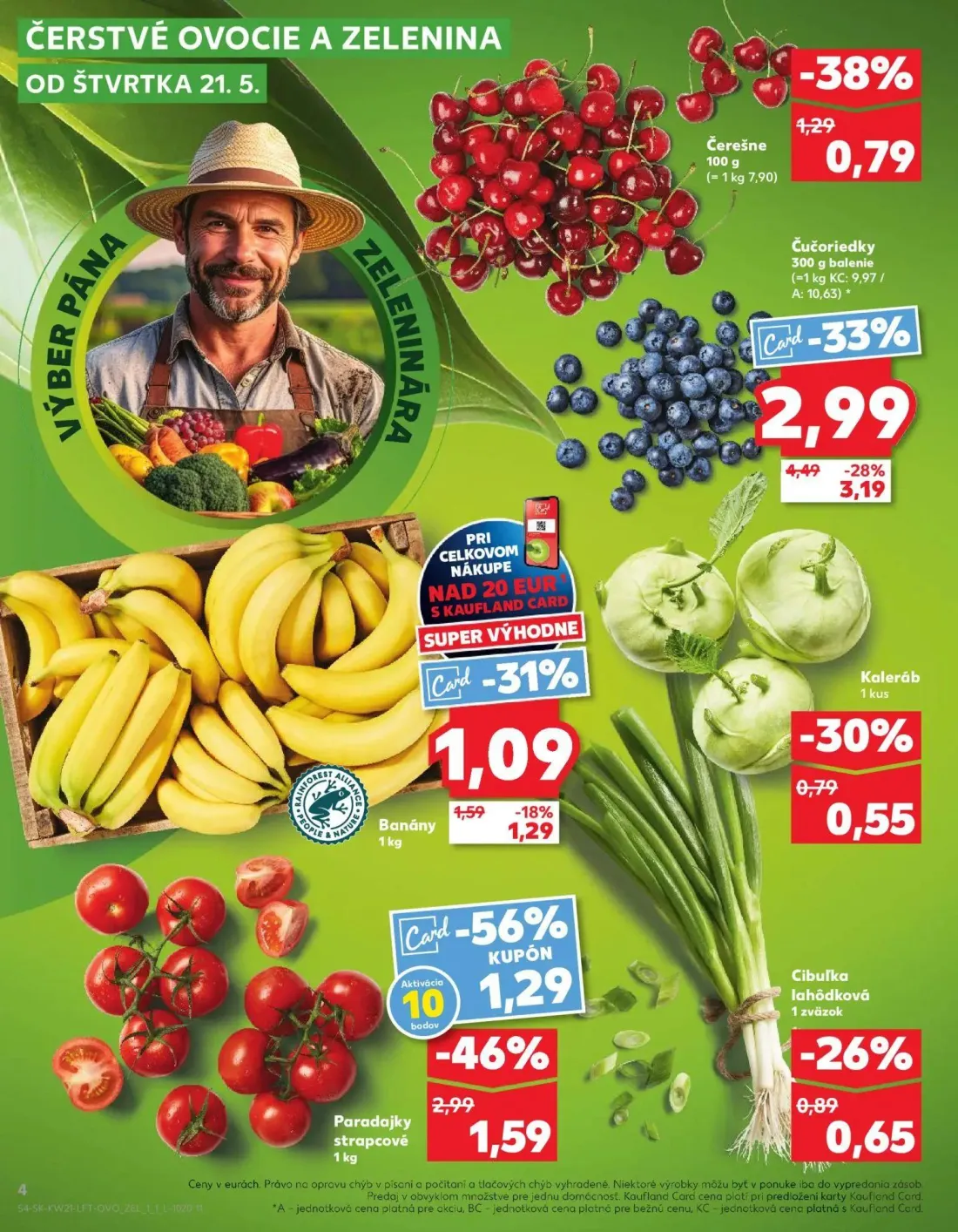 Kaufland leták, strana 4 z 74 — Paradajky strapcové, Čučoriedky, Čerešne