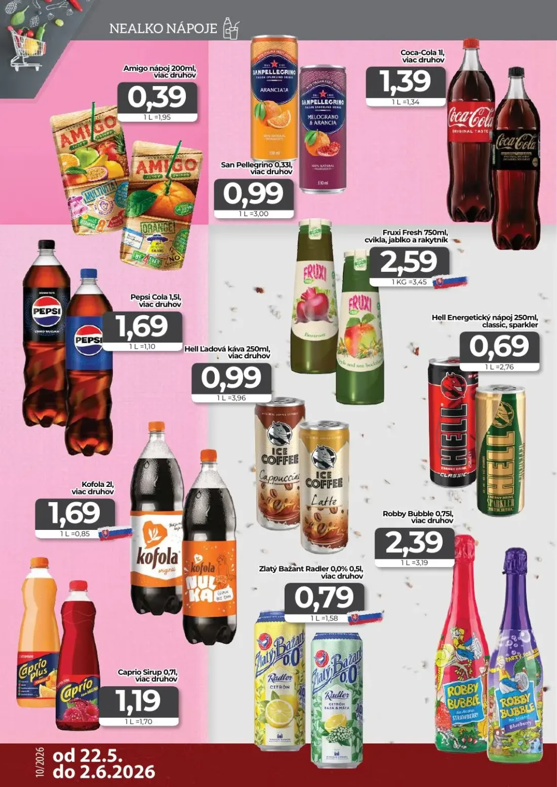 Cba Komfos leták, strana 12 z 16 — Amigo nápoj, San Pellegrino, Coca-Cola