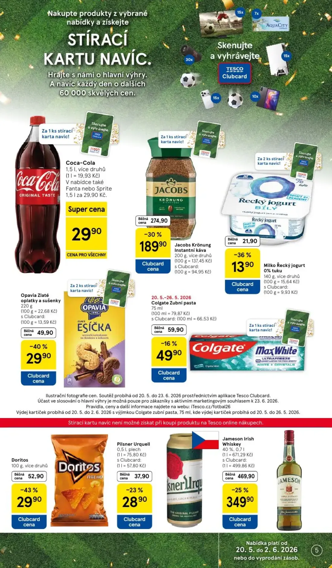 Tesco Supermarket leták, strana 5 z 10 — Jacobs Krönung Instantní káva, Doritos, Coca-Cola
