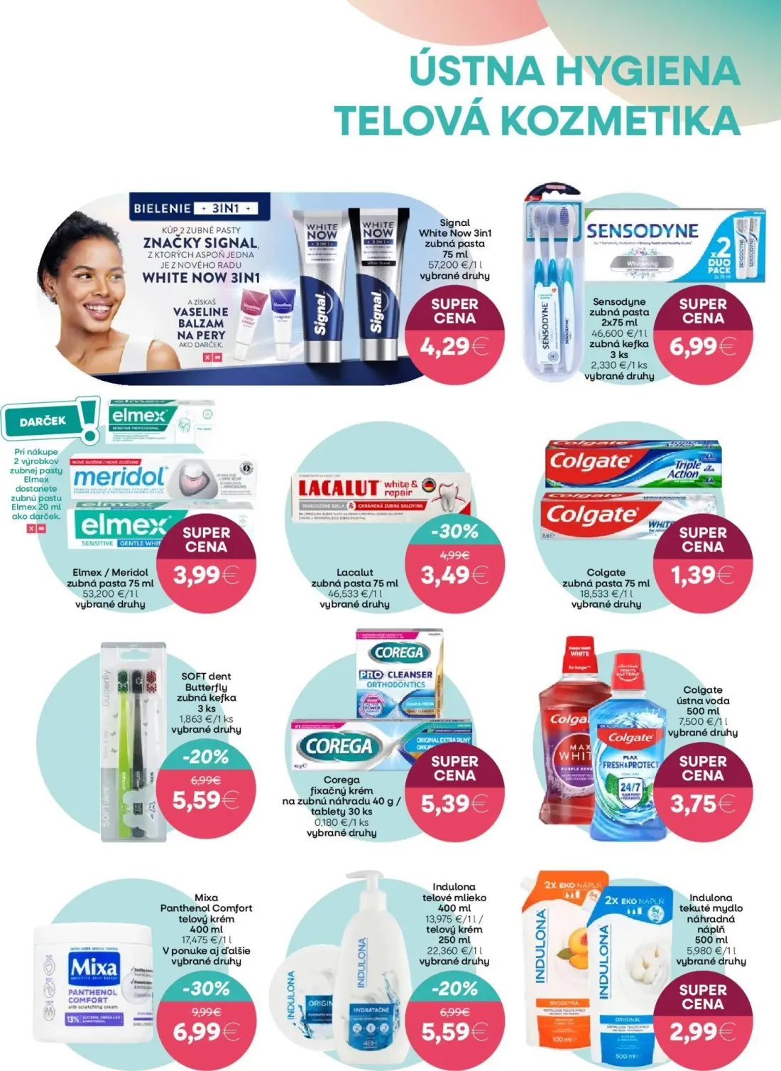 101 Drogerie leták, strana 9 z 12 — Lacalut zubná pasta, SOFT dent Butterfly zubná kefka, Signal White Now 3in1 zubná pasta