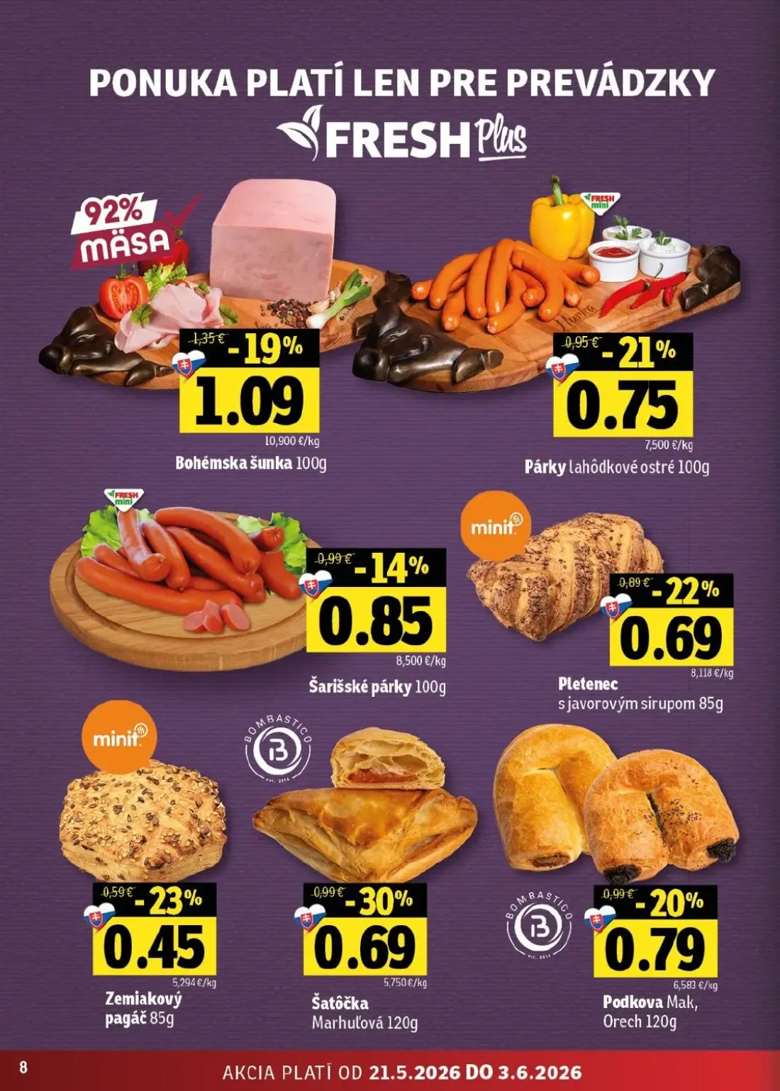 Fresh východ leták, strana 8 z 46 — Šatôčka Marhuľová, Pletenec s javorovým sirupom, Podkova Mak, Orech