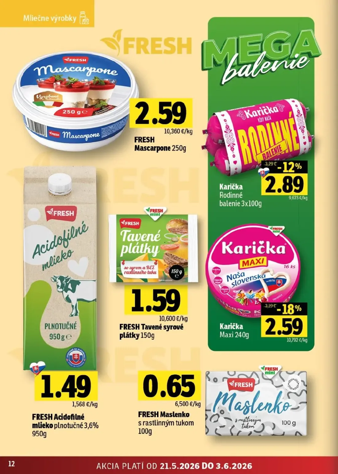 Fresh východ leták, strana 12 z 46 — Karička Maxi, Karička Rodinné balenie, FRESH Mascarpone