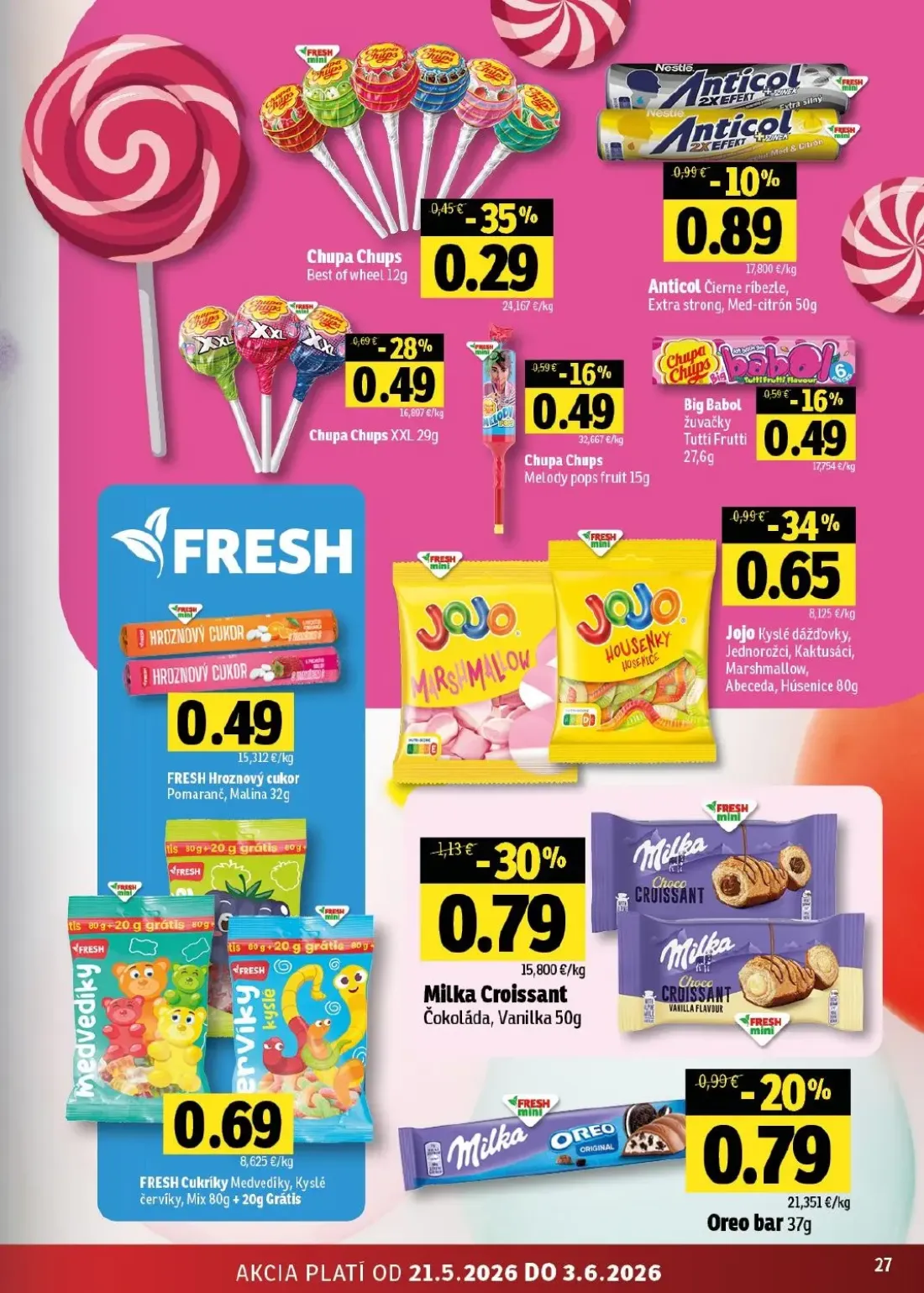 Fresh - západ leták, strana 27 z 42 — Milka Croissant Čokoláda, Vanilka, Oreo bar