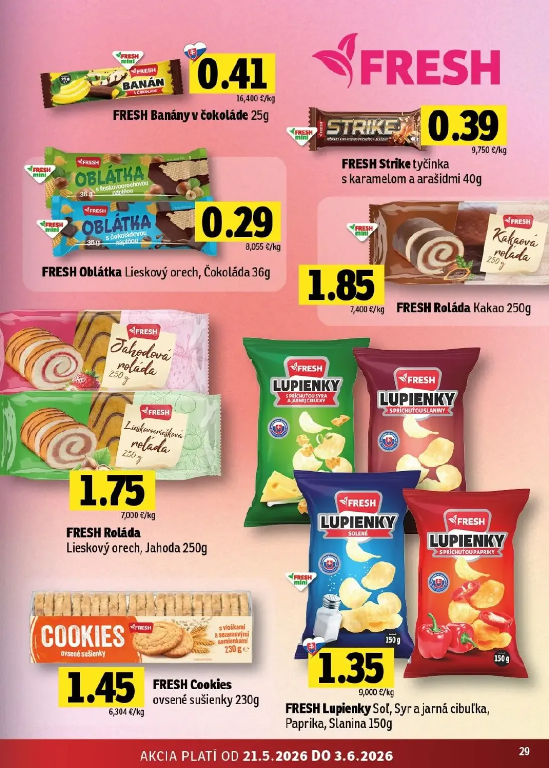 Fresh - západ leták, strana 29 z 42 — FRESH Lupienky Soľ, Syr a jarná cibuľka, Paprika, Slanina