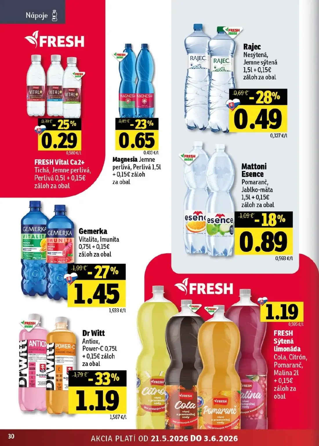 Fresh - západ leták, strana 30 z 42 — Dr Witt Antiox, Power-C, Gemerka Vitalita, Imunita, Magnesia Jemne perlivá, Perlivá