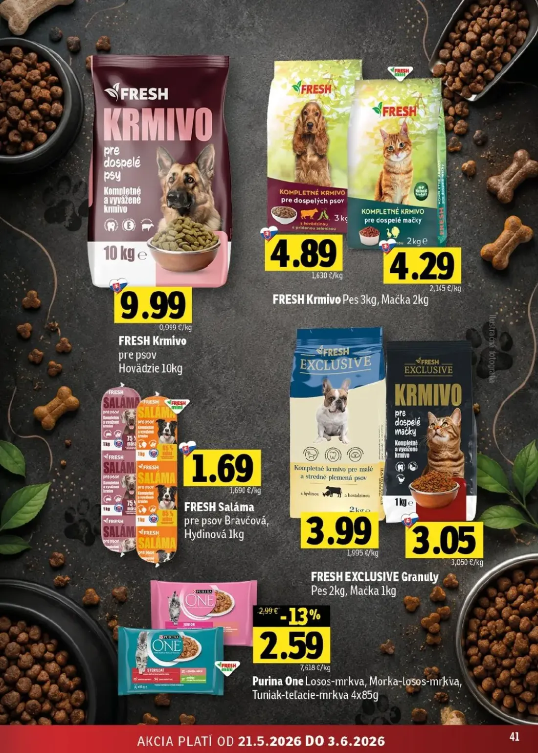 Fresh východ leták, strana 41 z 46 — Purina One Losos-mrkva, Morka-losos-mrkva, Tuniak-teľacie-mrkva, FRESH Krmivo pre psov …