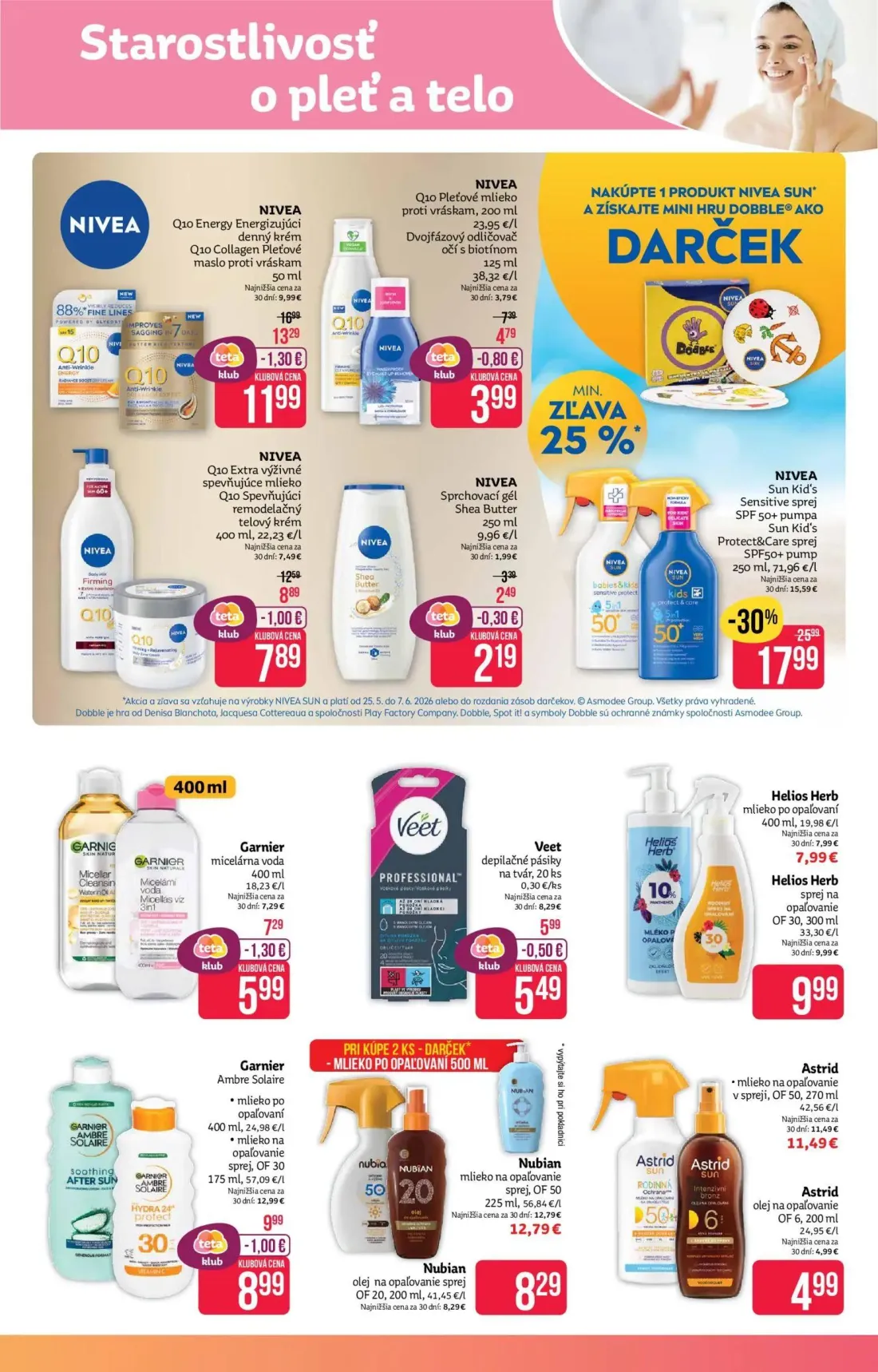 Teta Drogerie leták, strana 7 z 18 — NIVEA Sun Kid's Sensitive sprej SPF 50+ pumpa, NIVEA Sun Kid's Protect&Care sprej SPF50…