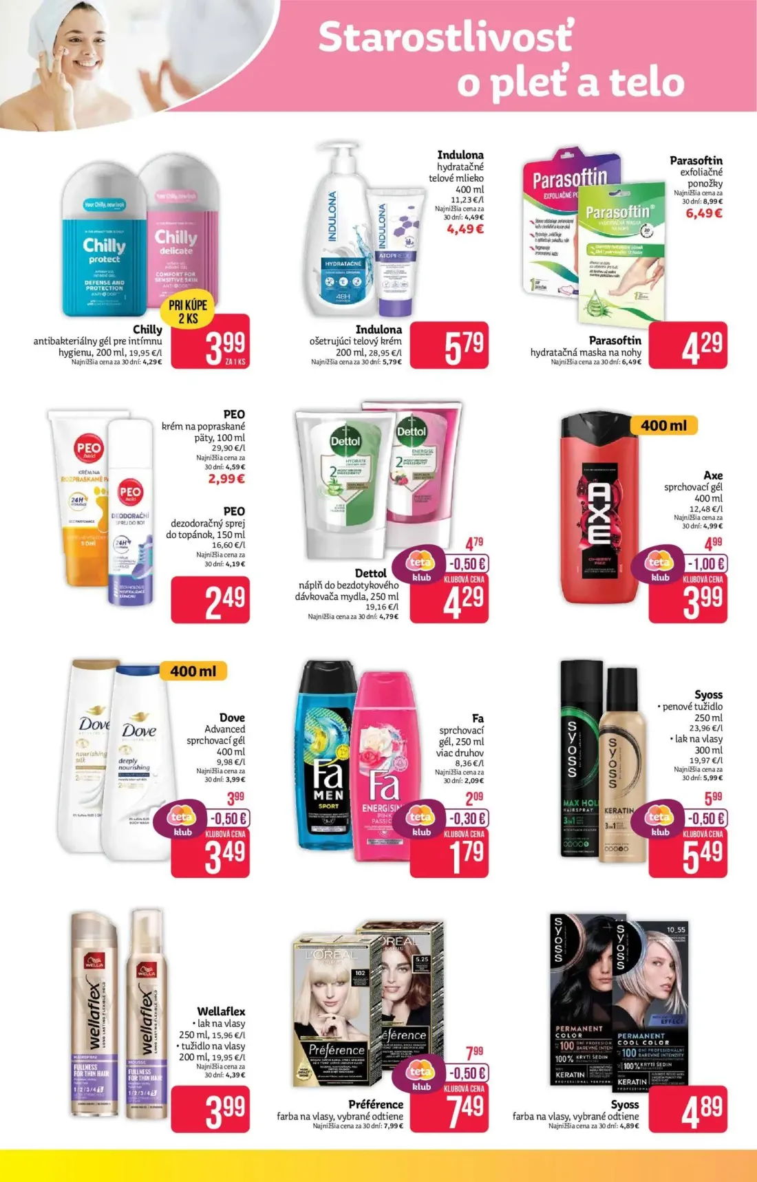Teta Drogerie leták, strana 8 z 18 — Axe sprchovací gél, Dettol náplň do bezdotykového dávkovača mydla, Dove Advanced sprcho…