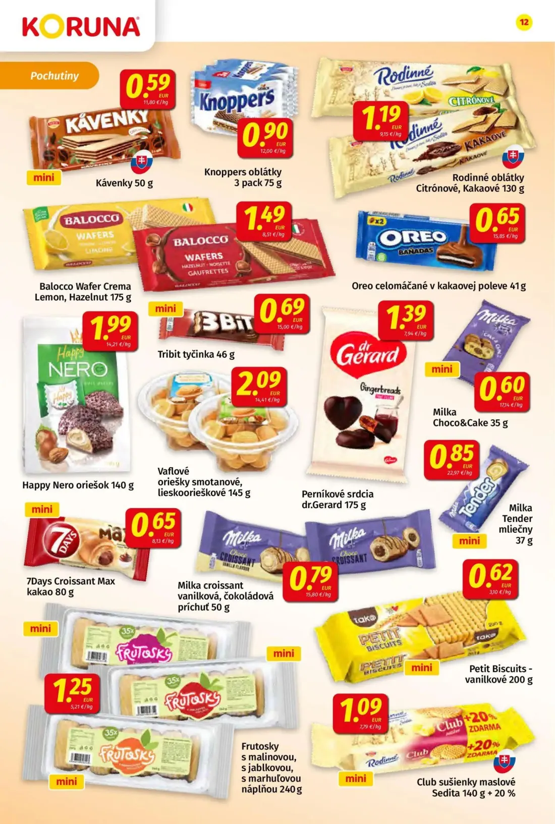 Koruna leták, strana 12 z 24 — Kávenky, Knoppers oblátky, 7Days Croissant Max kakao