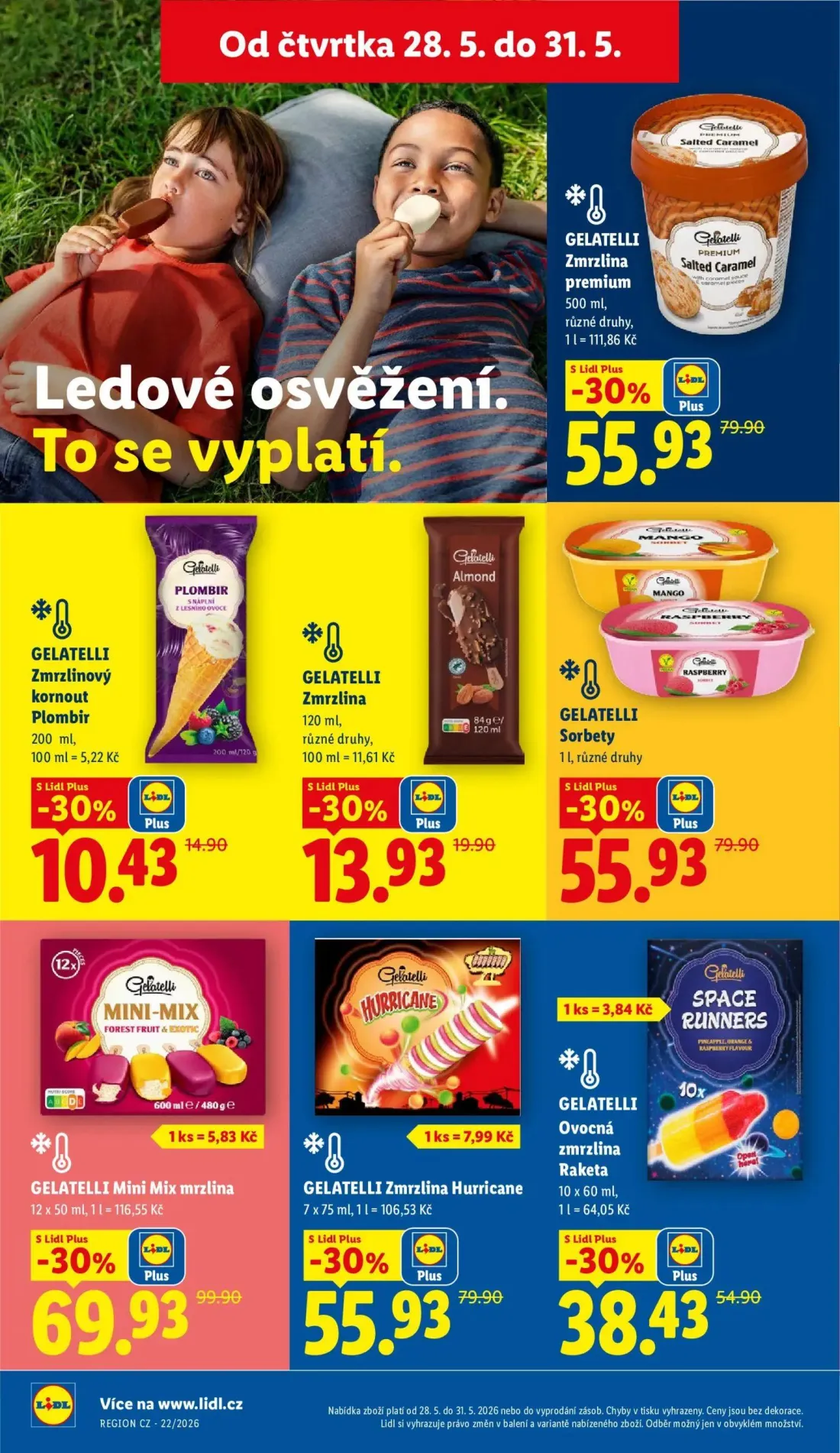 Lidl leták, strana 26 z 57 — GELATELLI Zmrzlina premium Salted Caramel, GELATELLI Sorbety