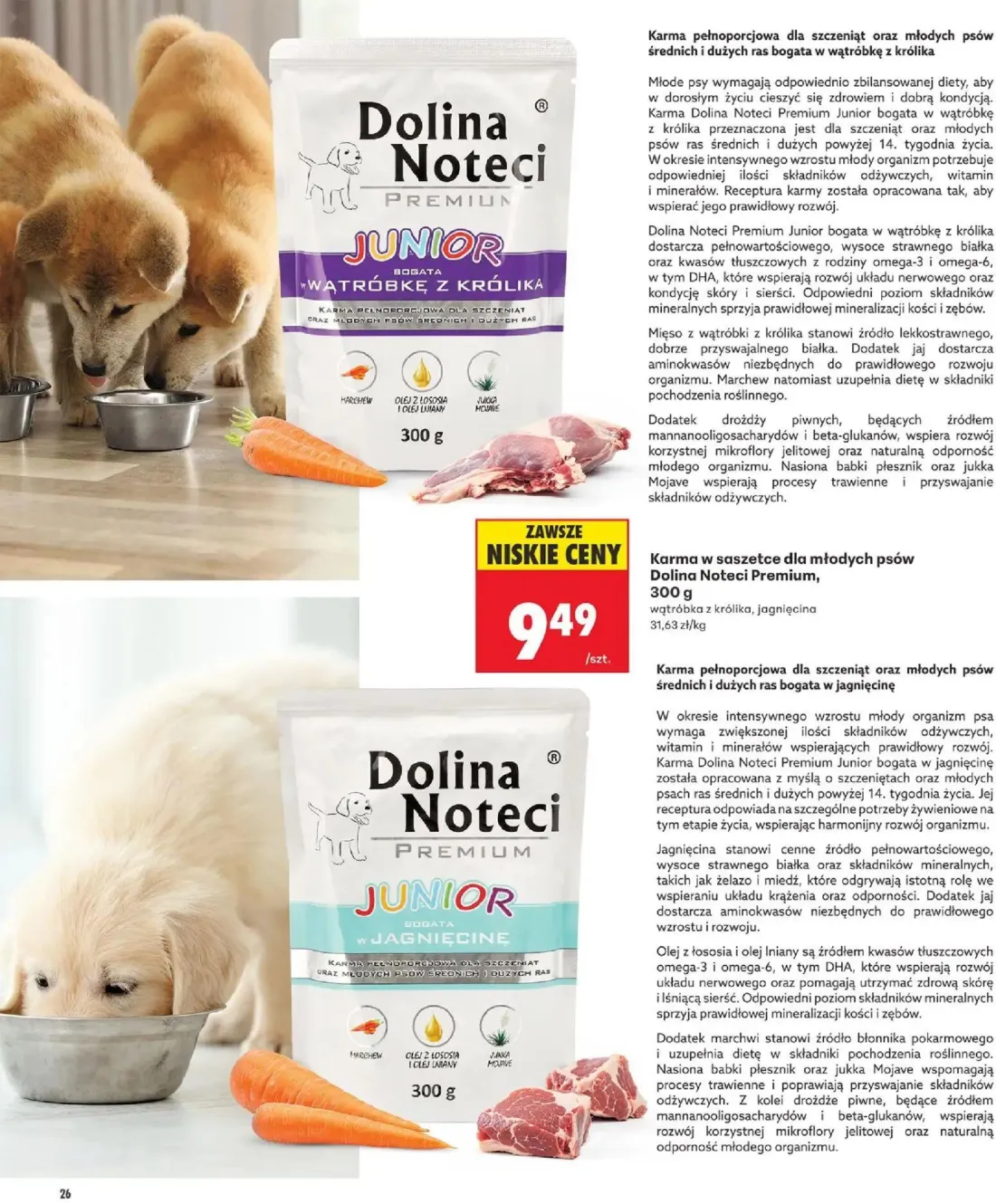Biedronka gazetka, strona 26 z 32 — Karma w saszetce dla młodych psów Dolina Noteci Premium
