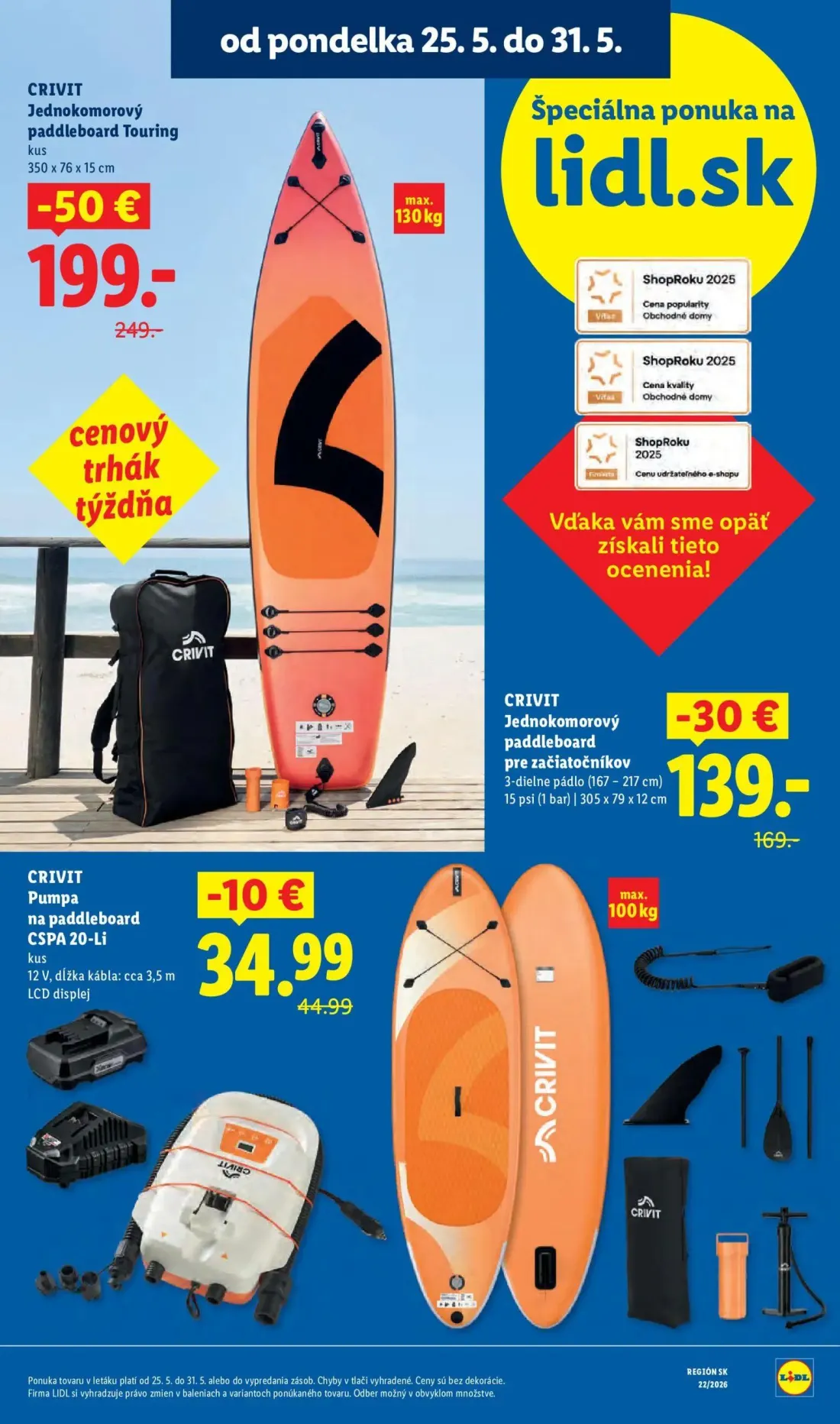 Lidl leták, strana 7 z 109 — CRIVIT Jednokomorový paddleboard Touring, CRIVIT Jednokomorový paddleboard pre začiatočníkov, C…