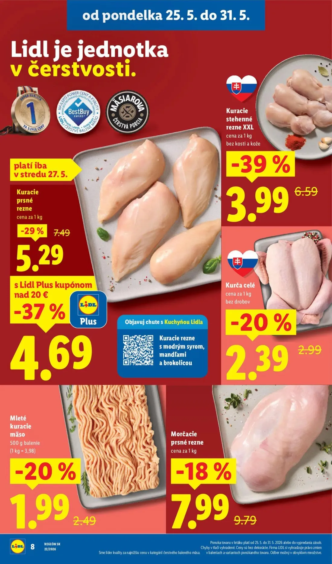 Lidl leták, strana 14 z 109 — Kuracie prsné rezne, Kuracie stehenné rezne XXL, Morčacie prsné rezne
