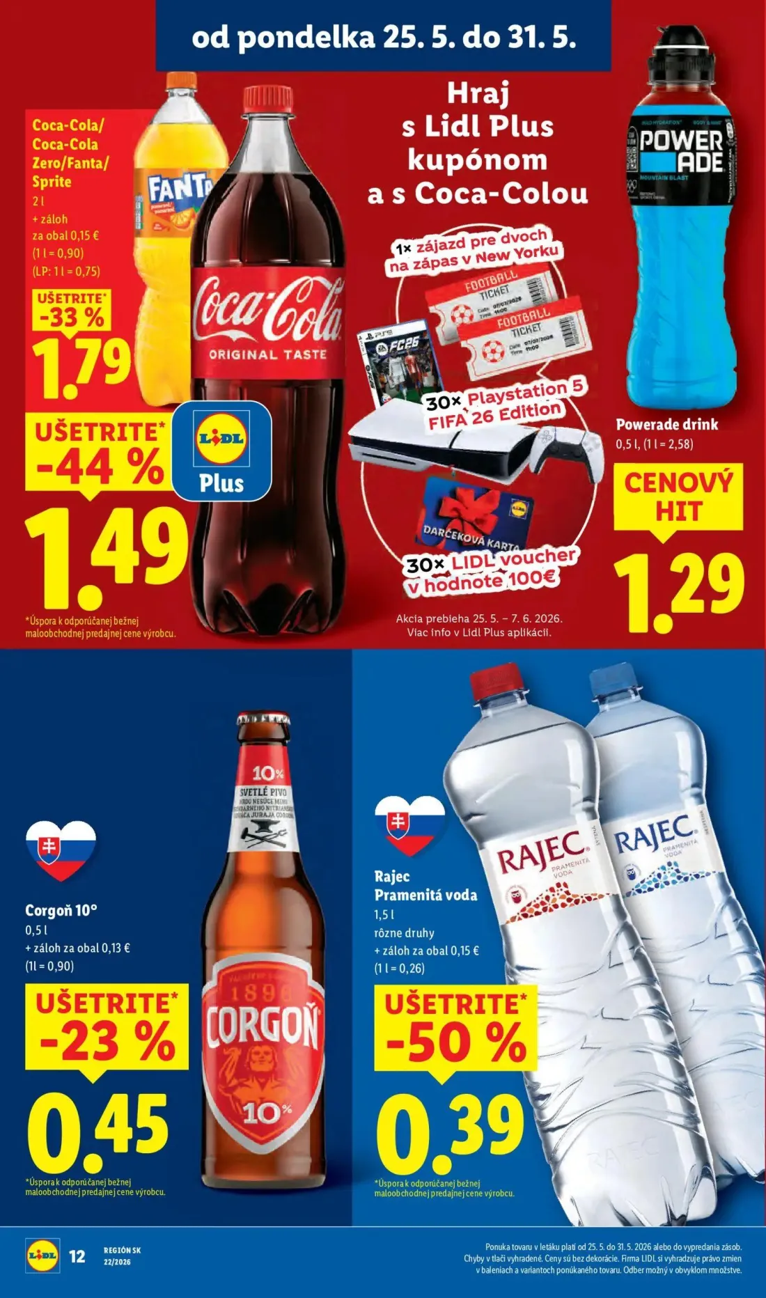 Lidl leták, strana 18 z 109 — Coca-Cola/Coca-Cola Zero/Fanta/Sprite, Powerade drink, Corgoň 10°