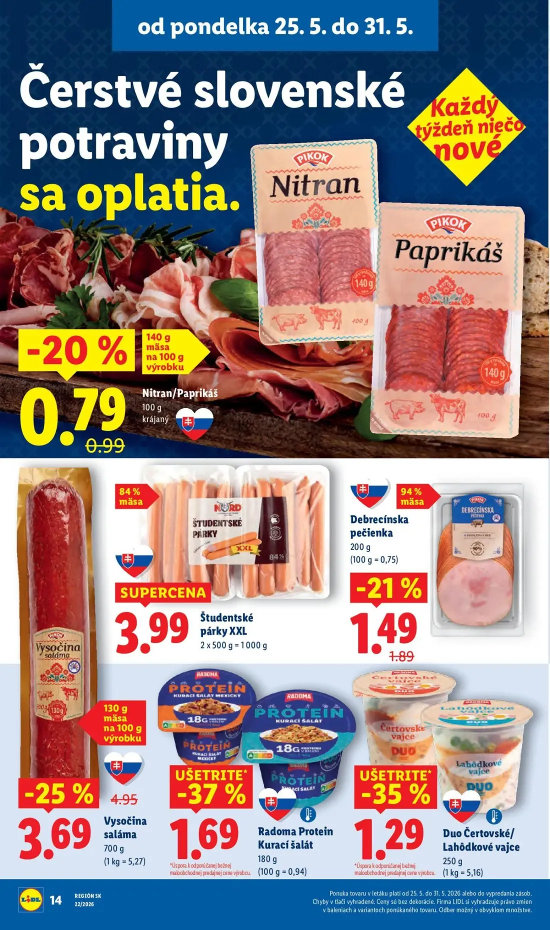 Lidl leták, strana 20 z 109 — Vysočina saláma, Debrecínska pečienka, Nitran/Paprikáš