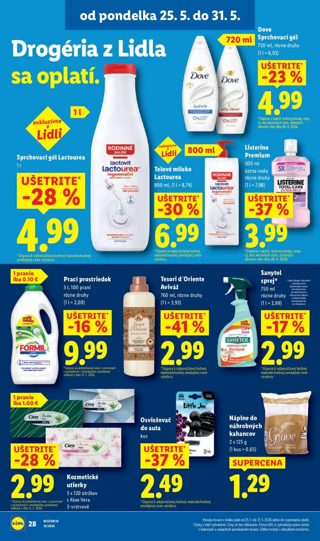 Lidl leták, strana 46 z 109 — Sprchovací gél Lactourea, Dove Sprchovací gél, Telové mlieko Lactourea