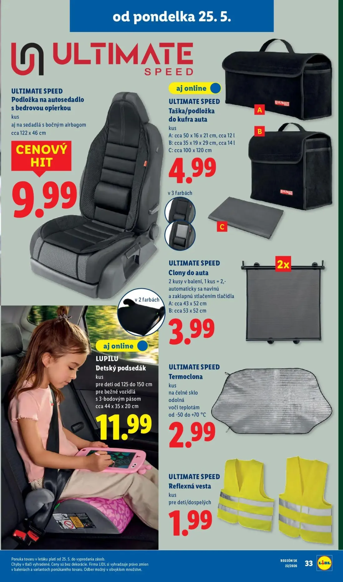 Lidl leták, strana 51 z 109 — Podložka na autosedadlo s bedrovou opierkou, Taška/podložka do kufra auta, Clony do auta